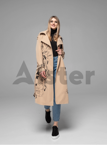 Плащ демисезонный приталенный с принтом