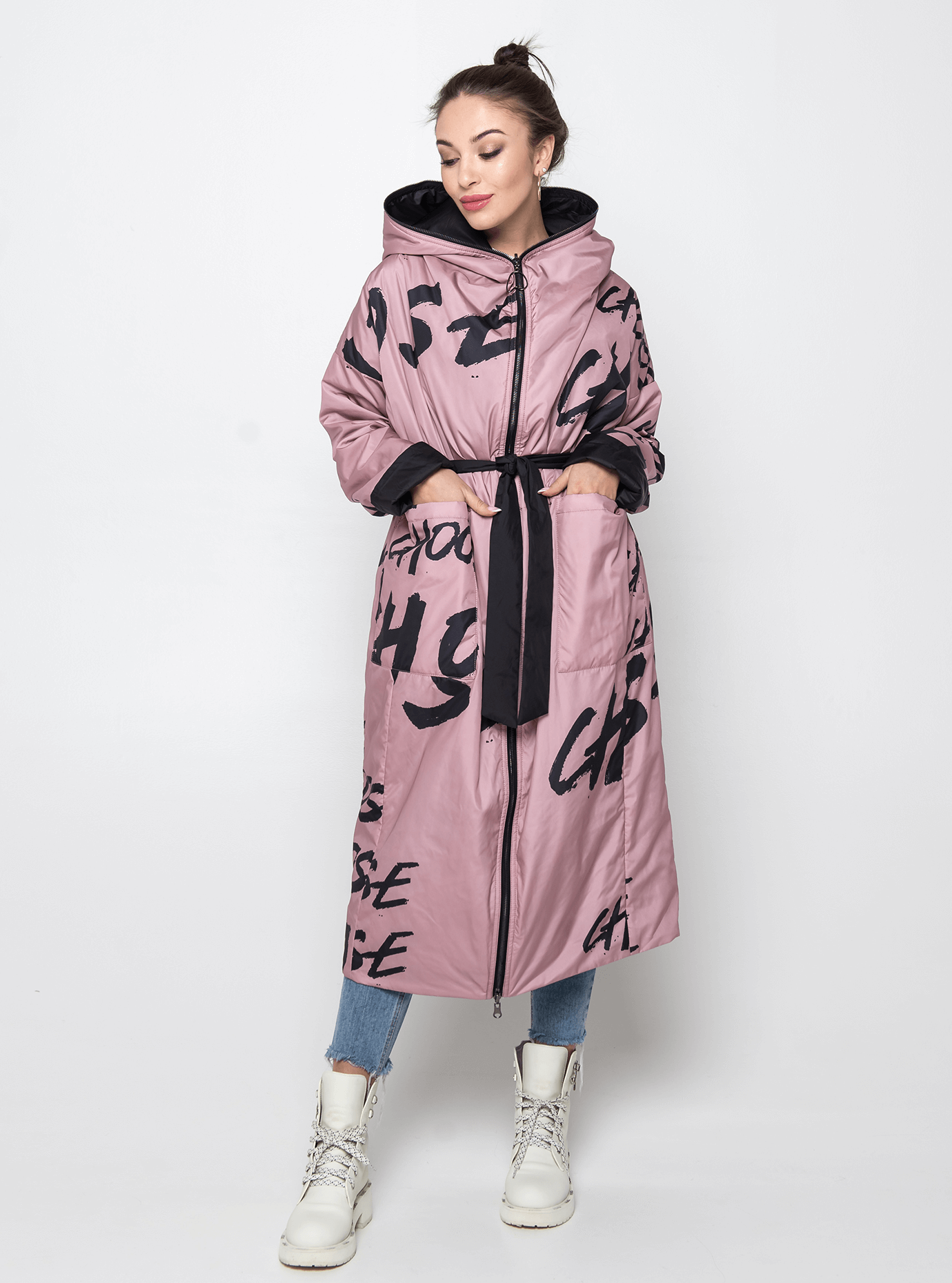 Куртка демисезонная длинная двусторонняя Розовый 54 (02-MI19045): фото - Alster.ua Куртка демисезонная длинная двусторонняя Розовый 54 (02-MI19045): фото - Alster.ua