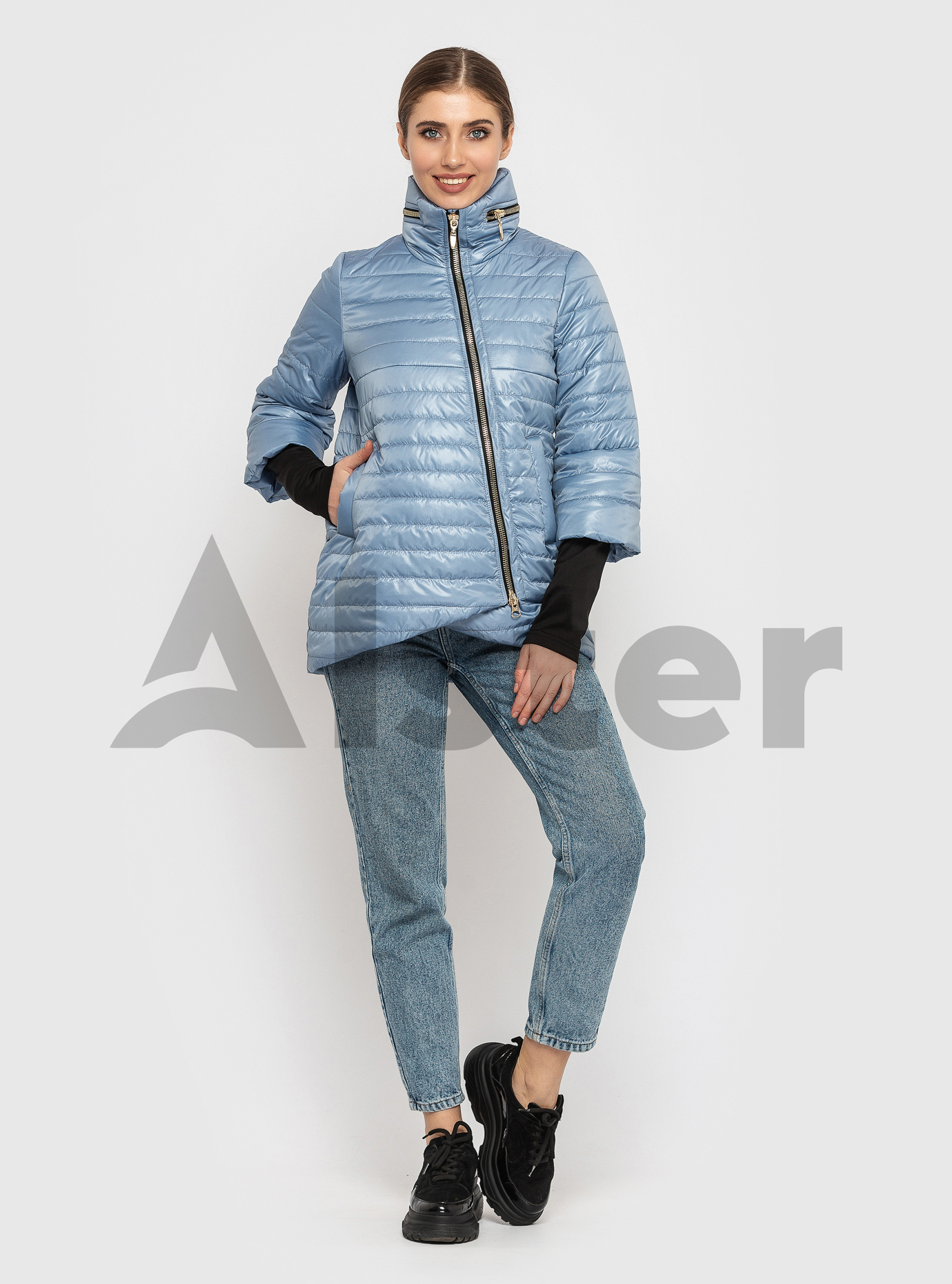 Женская куртка демисезонная глянец Светло-голубой 46 (02-KT1901108): фото - Alster.ua