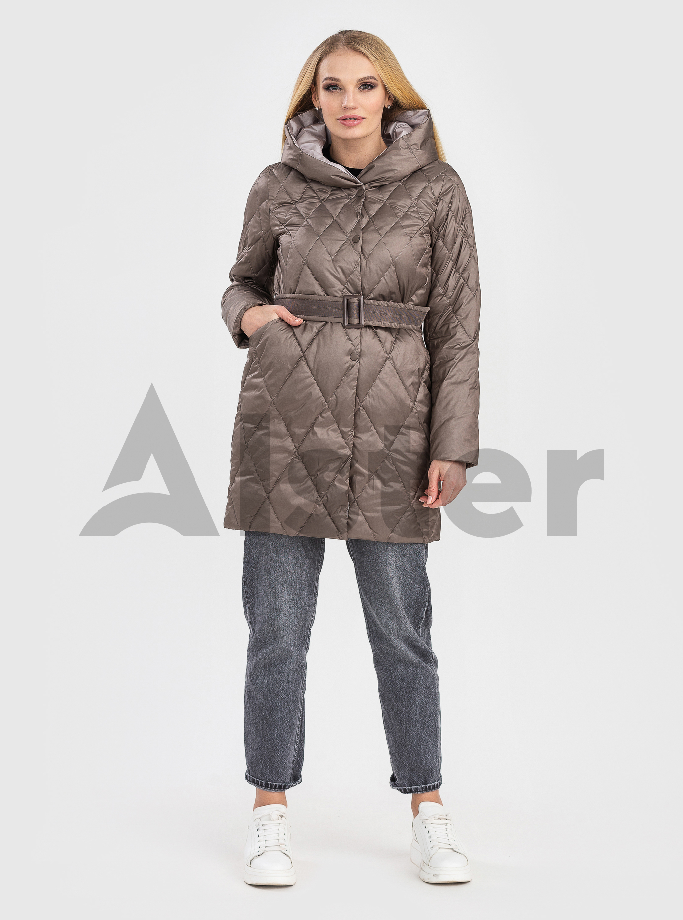 Женское стеганое пальто Batterflei 2253 Серо-зелёный 52 (BTF2253-06): фото - Alster.ua