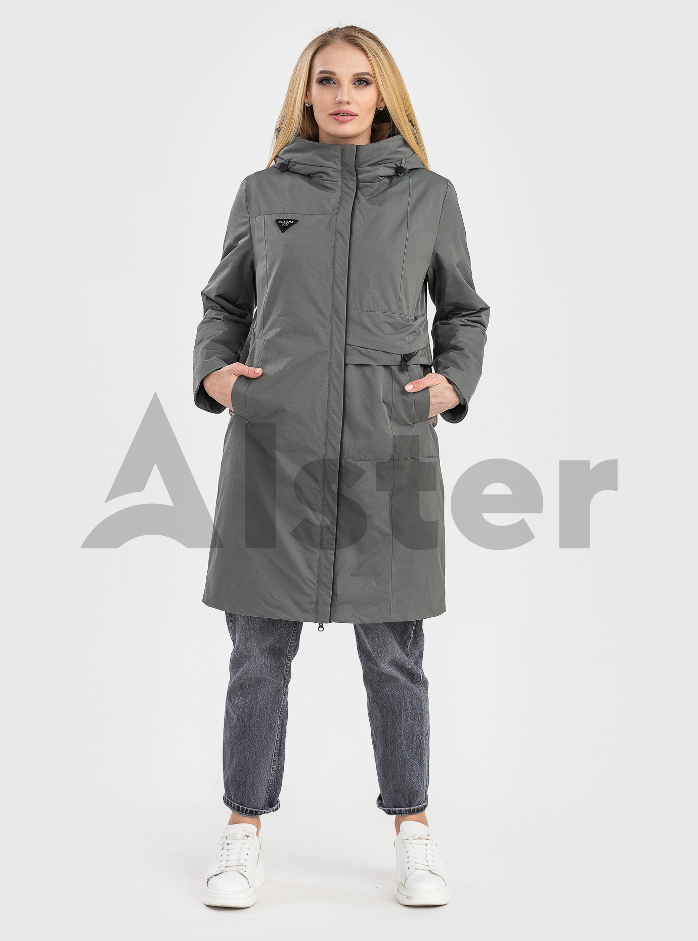 Женский плащ весна/осень Clasna Joy Серо-зелёный 50 (JW22C007-07): фото - Alster.ua