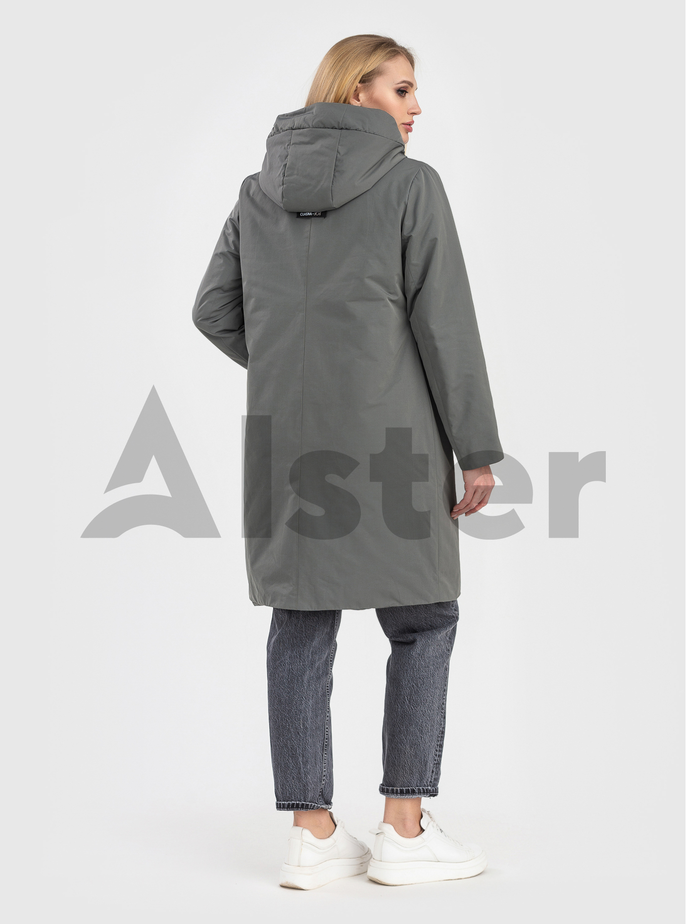 Женский плащ весна/осень Clasna Joy Серо-зелёный 50 (JW22C007-07): фото - Alster.ua