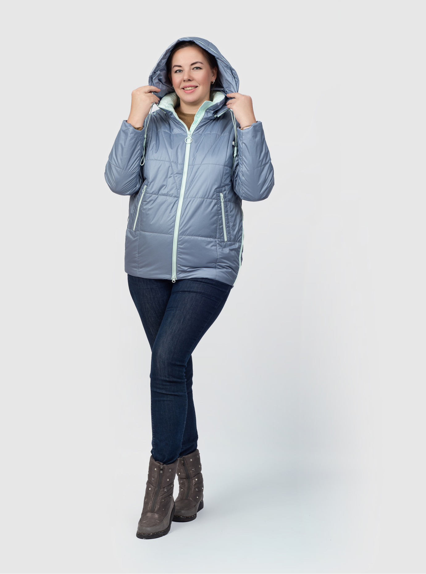 Женская куртка больших размеров Towmy 6618 Джинс 52 (TM6618-03): фото - Alster.ua