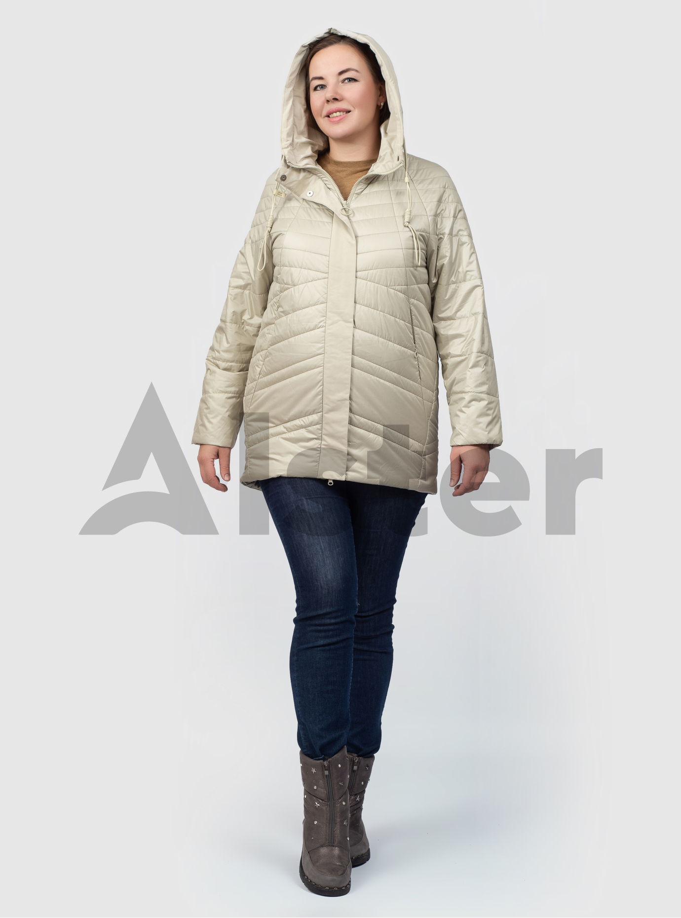 Женская куртка больших размеров Towmy 6735 Молоко 56 (TM6735-11): фото - Alster.ua