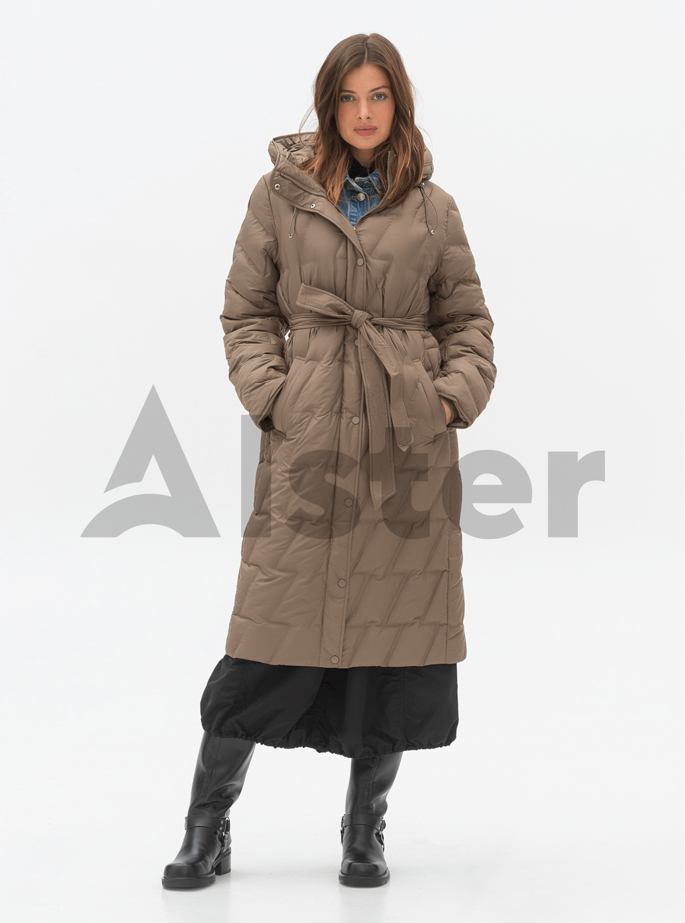 Длинное стёганное пальто 107 Snow Owl Бежевый 3XL (24C107-1-09): фото - Alster.ua