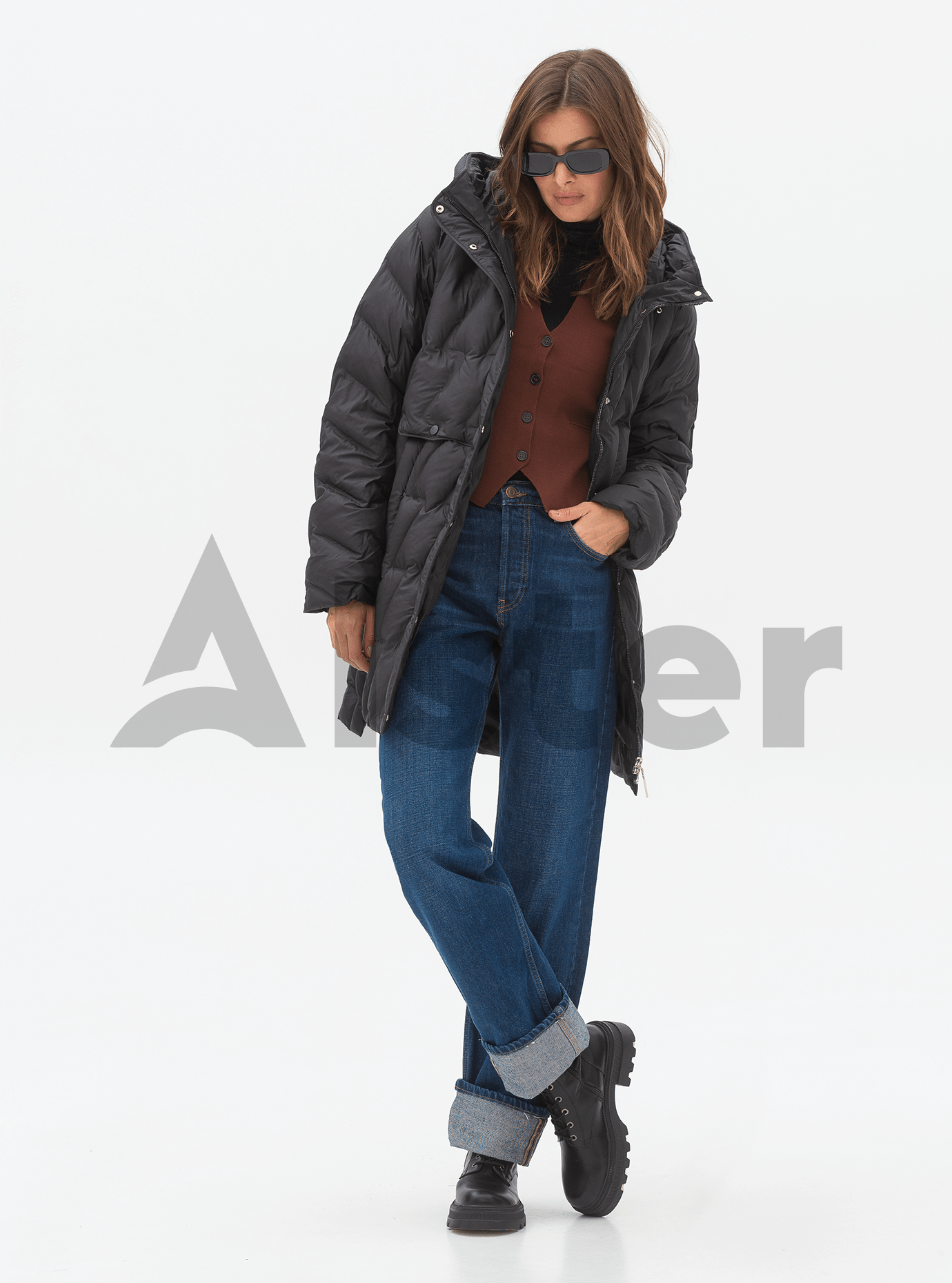 Женская куртка 109 Snow Owl средней длины Чёрный XL (24C109-04): фото - Alster.ua