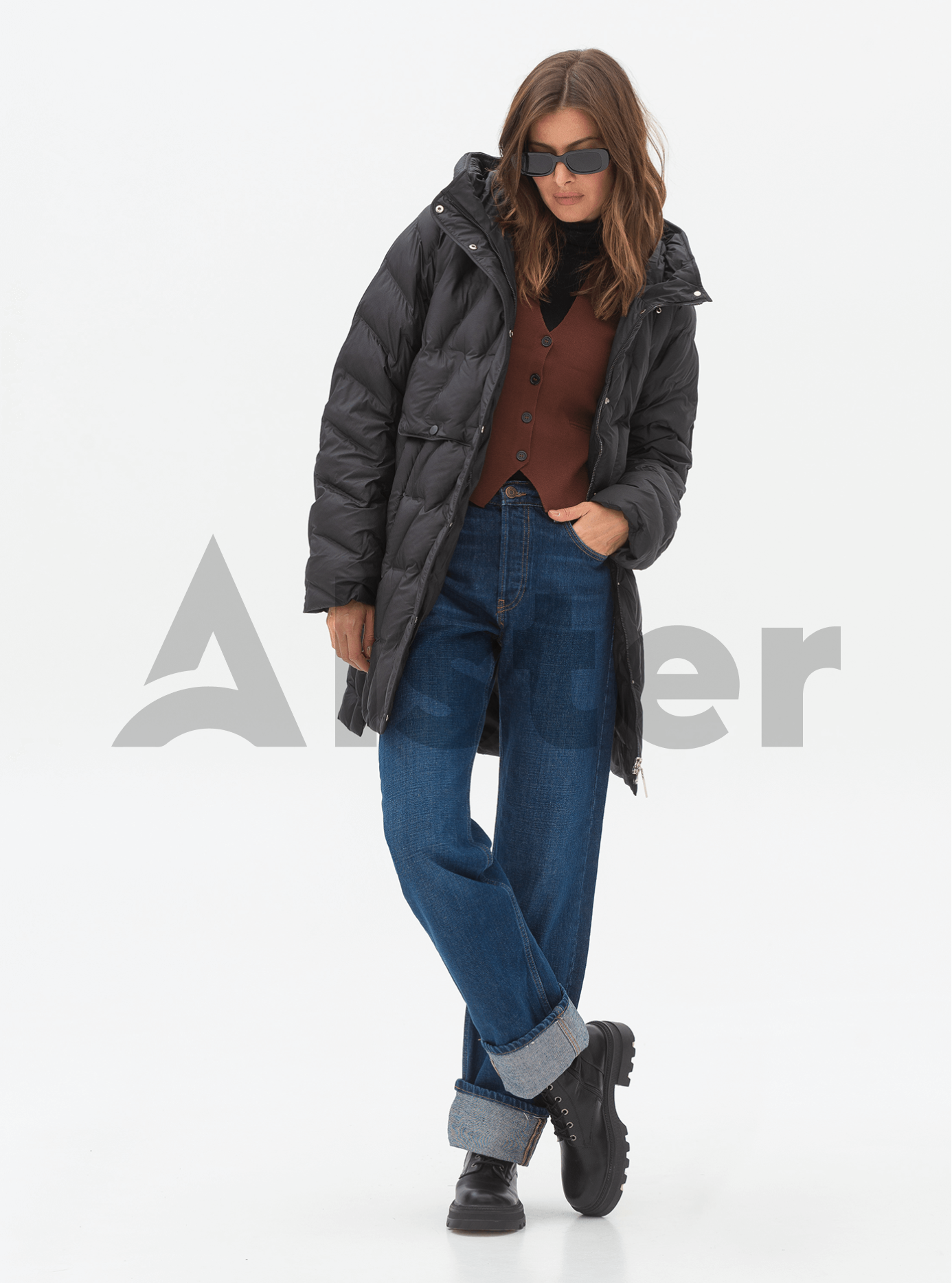 Женская куртка 109 Snow Owl средней длины Чёрный XL (24C109-1-02): фото - Alster.ua