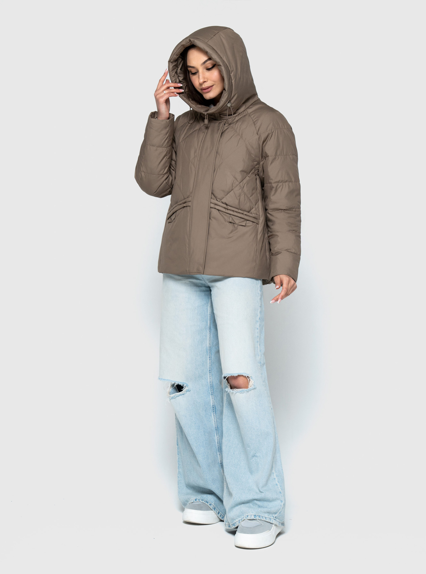 Женская куртка на весну и осень Meajiateer 2503 Серый 2XL (MJ2503-20): фото - Alster.ua