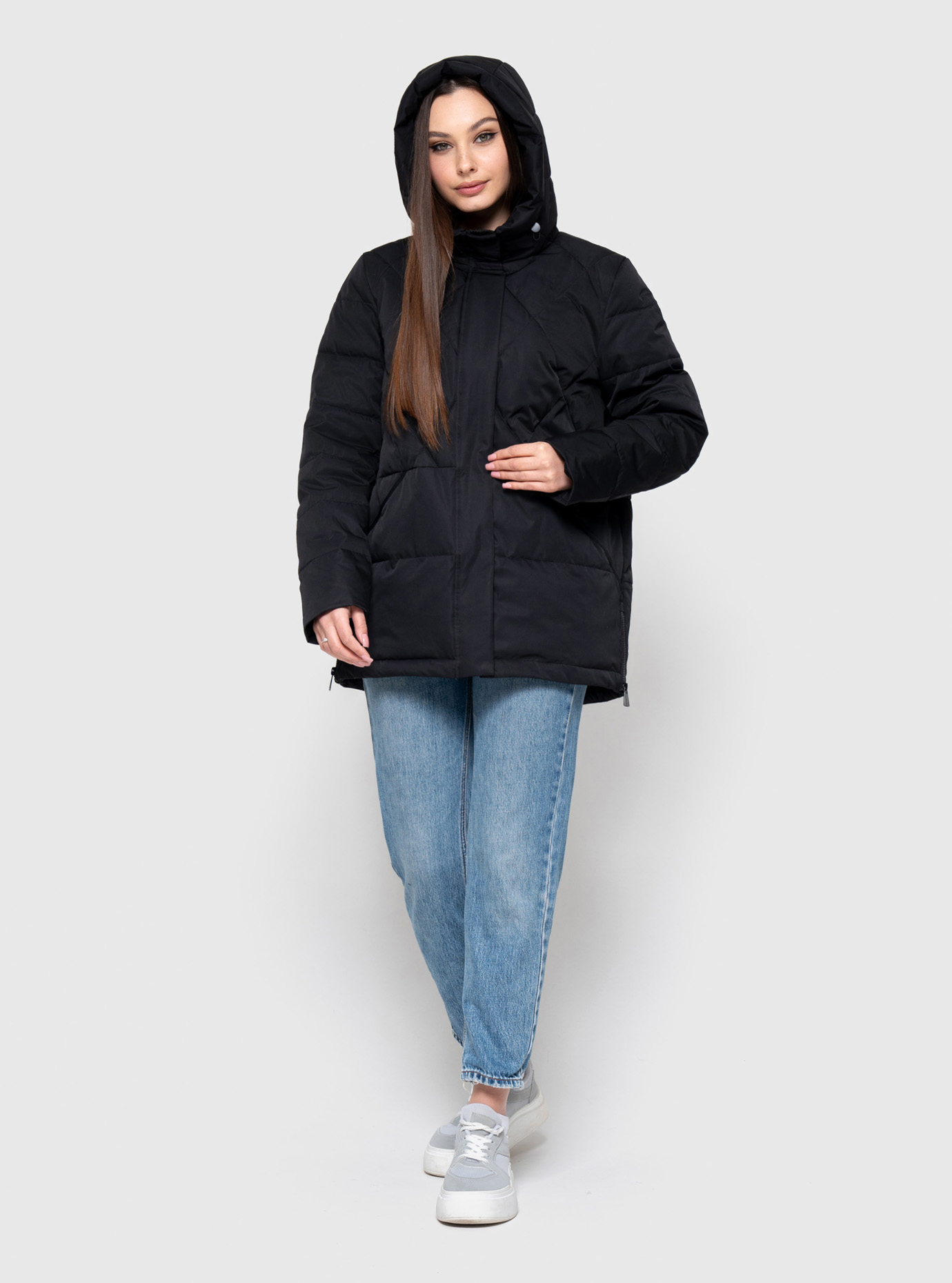 Женская демисезонная куртка Meajiateer 2557 (большие размеры) Чёрный 5XL (MJ2557-17): фото - Alster.ua