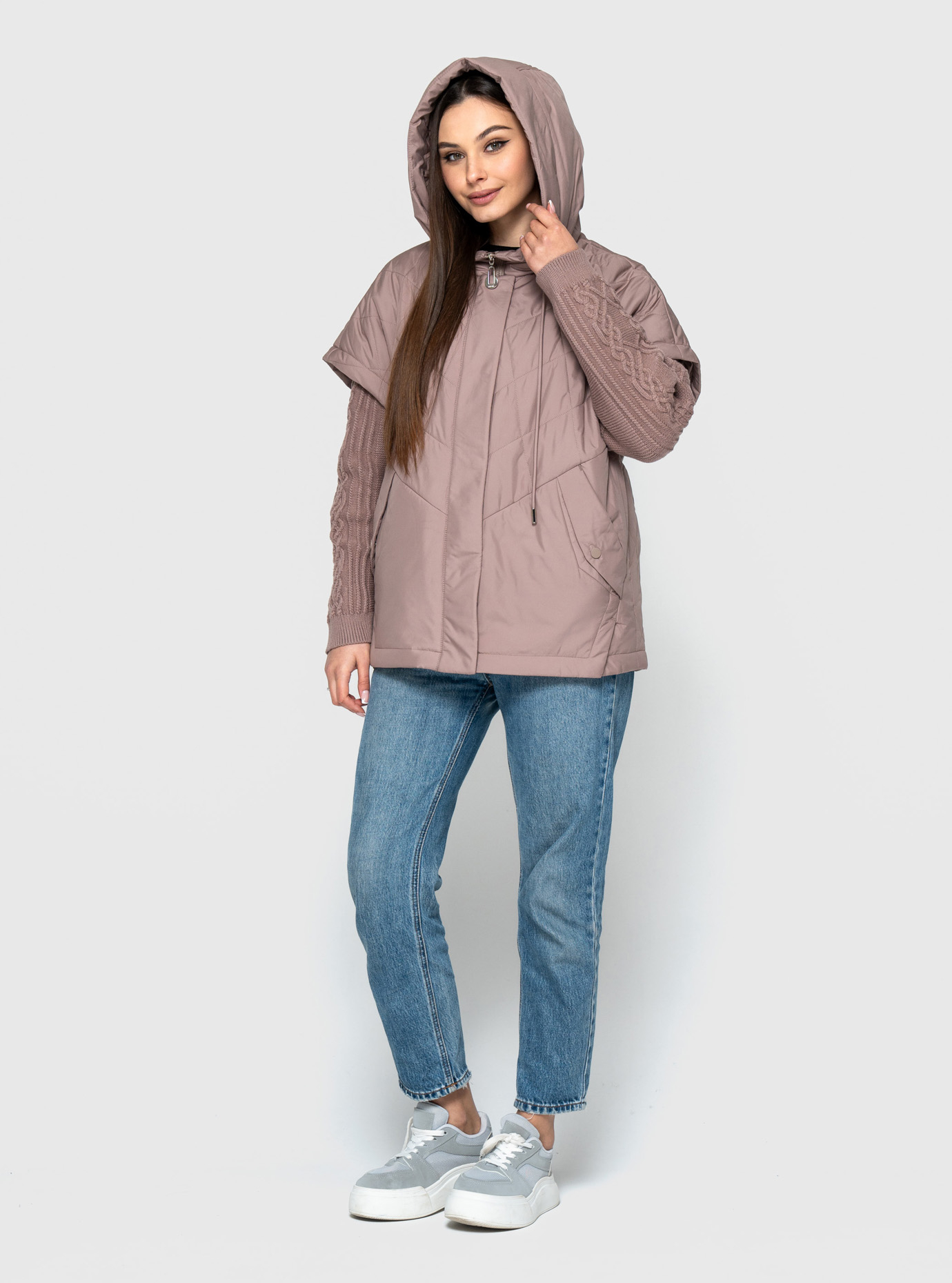 Демисезонная женская куртка-трансформер 5236 Визон 50 (QP5236-13): фото - Alster.ua