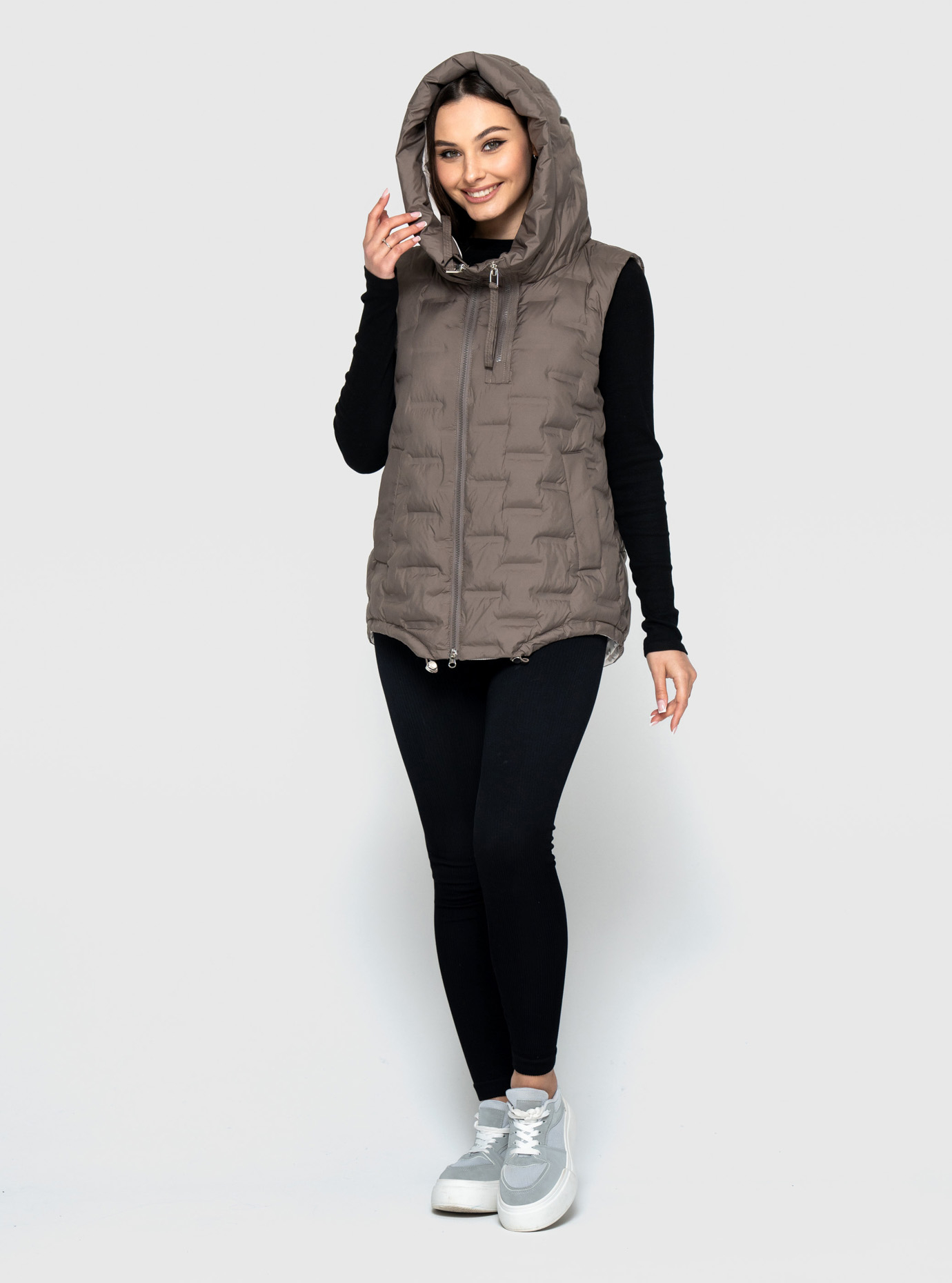 Женский жилет 2531 Visdeer капюшоном Визон 2XL (VS2531-23): фото - Alster.ua