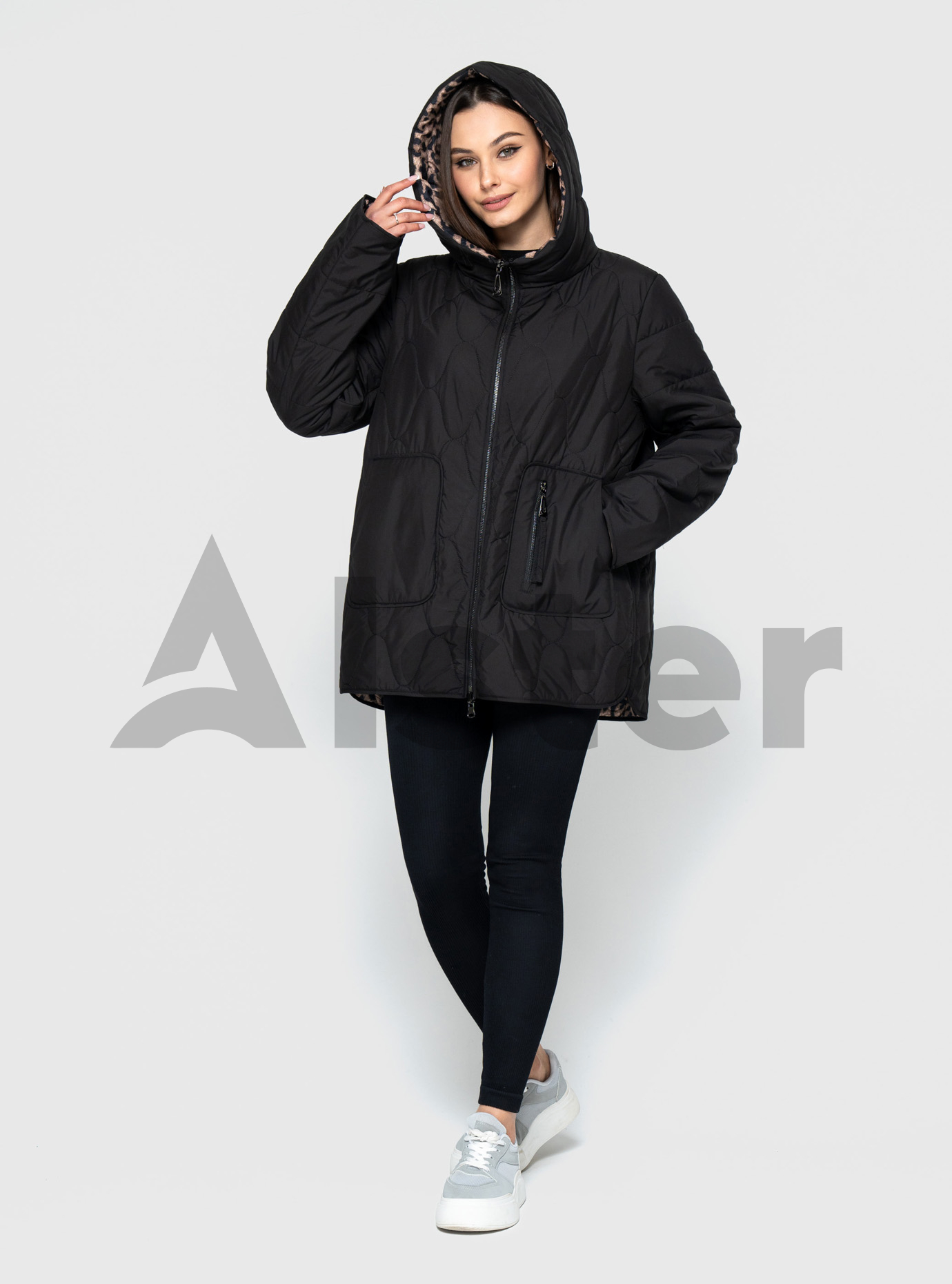 Женская двусторонняя куртка 2591 Visdeer (большие размеры) Чёрный 56 (VS2591-11): фото - Alster.ua