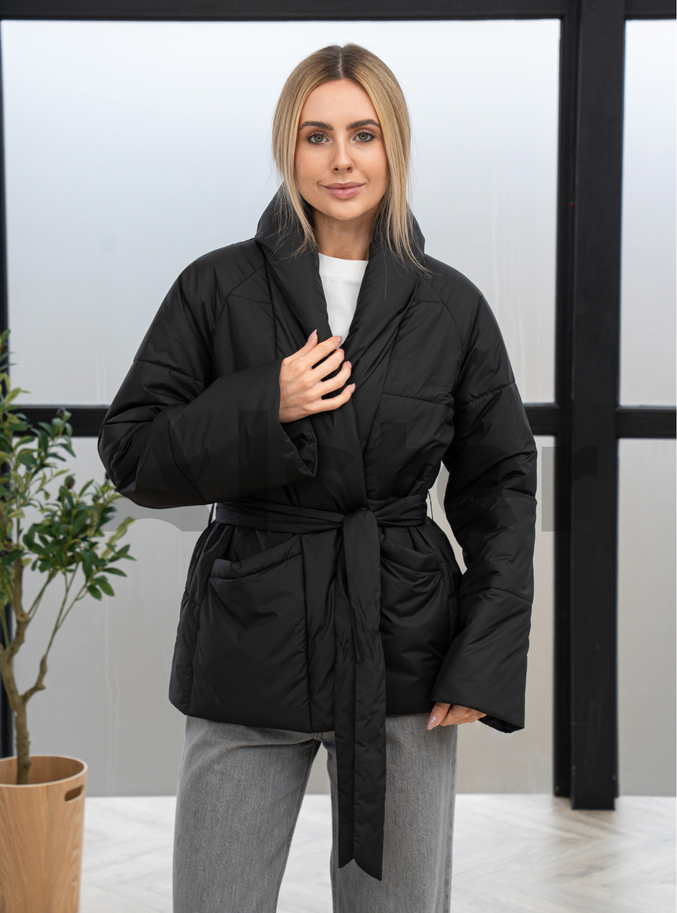 Демисезонная куртка с поясом Kattaleya 598 Чёрный 40 (KTL598-09): фото - Alster.ua