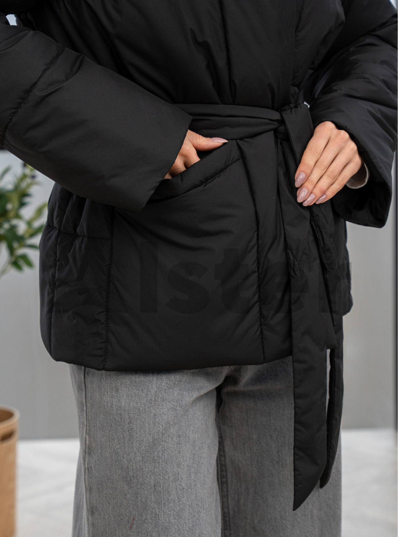 Демисезонная куртка с поясом Kattaleya 598 Чёрный 40 (KTL598-09): фото - Alster.ua