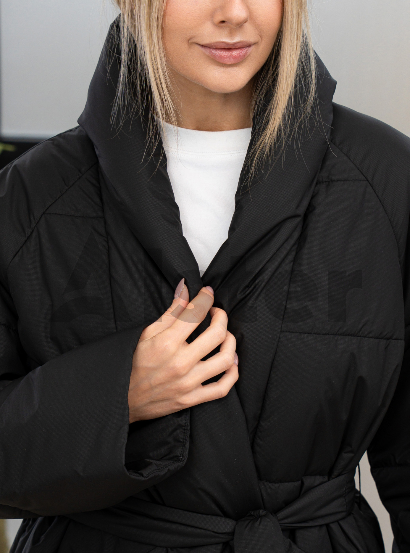 Демисезонная куртка с поясом Kattaleya 598 Чёрный 40 (KTL598-09): фото - Alster.ua