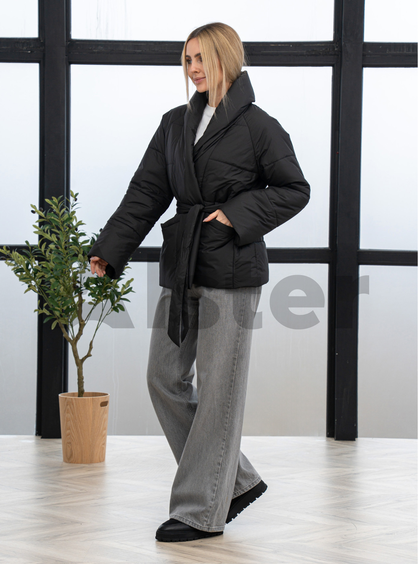 Демисезонная куртка с поясом Kattaleya 598 Чёрный 40 (KTL598-09): фото - Alster.ua