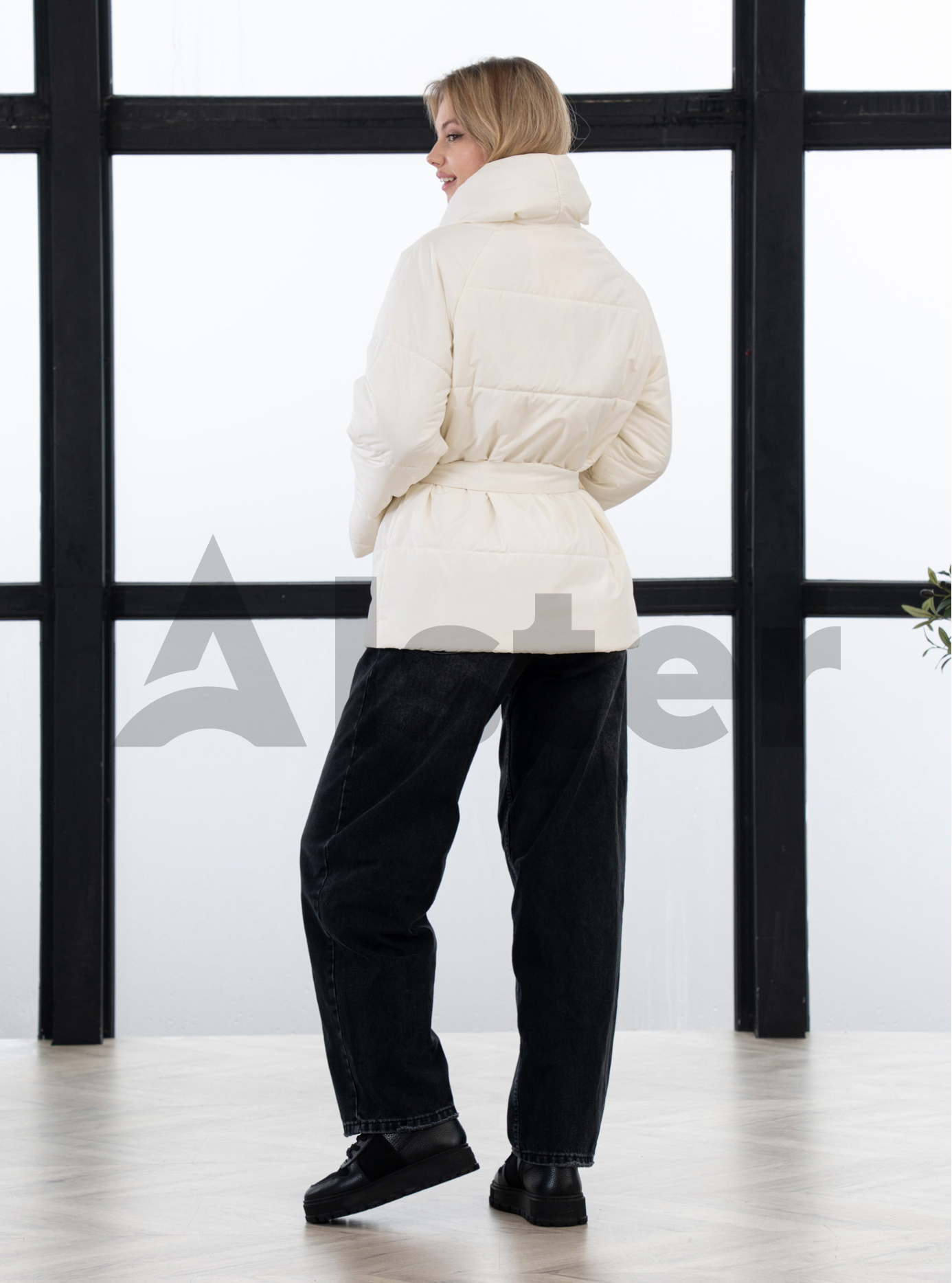 Демисезонная куртка с поясом Kattaleya 598 Молоко 40 (KTL598-05): фото - Alster.ua