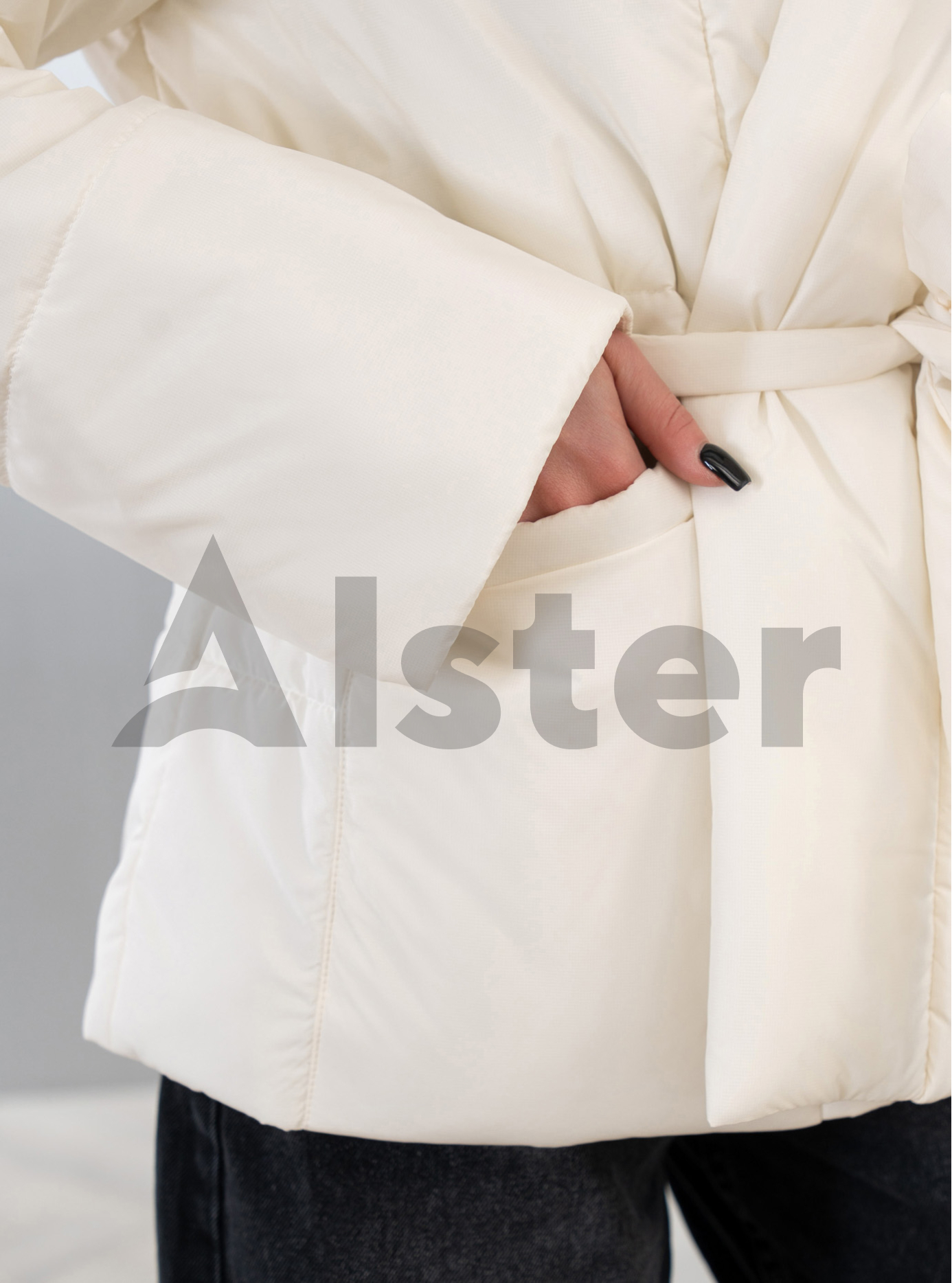 Демисезонная куртка с поясом Kattaleya 598 Молоко 40 (KTL598-05): фото - Alster.ua