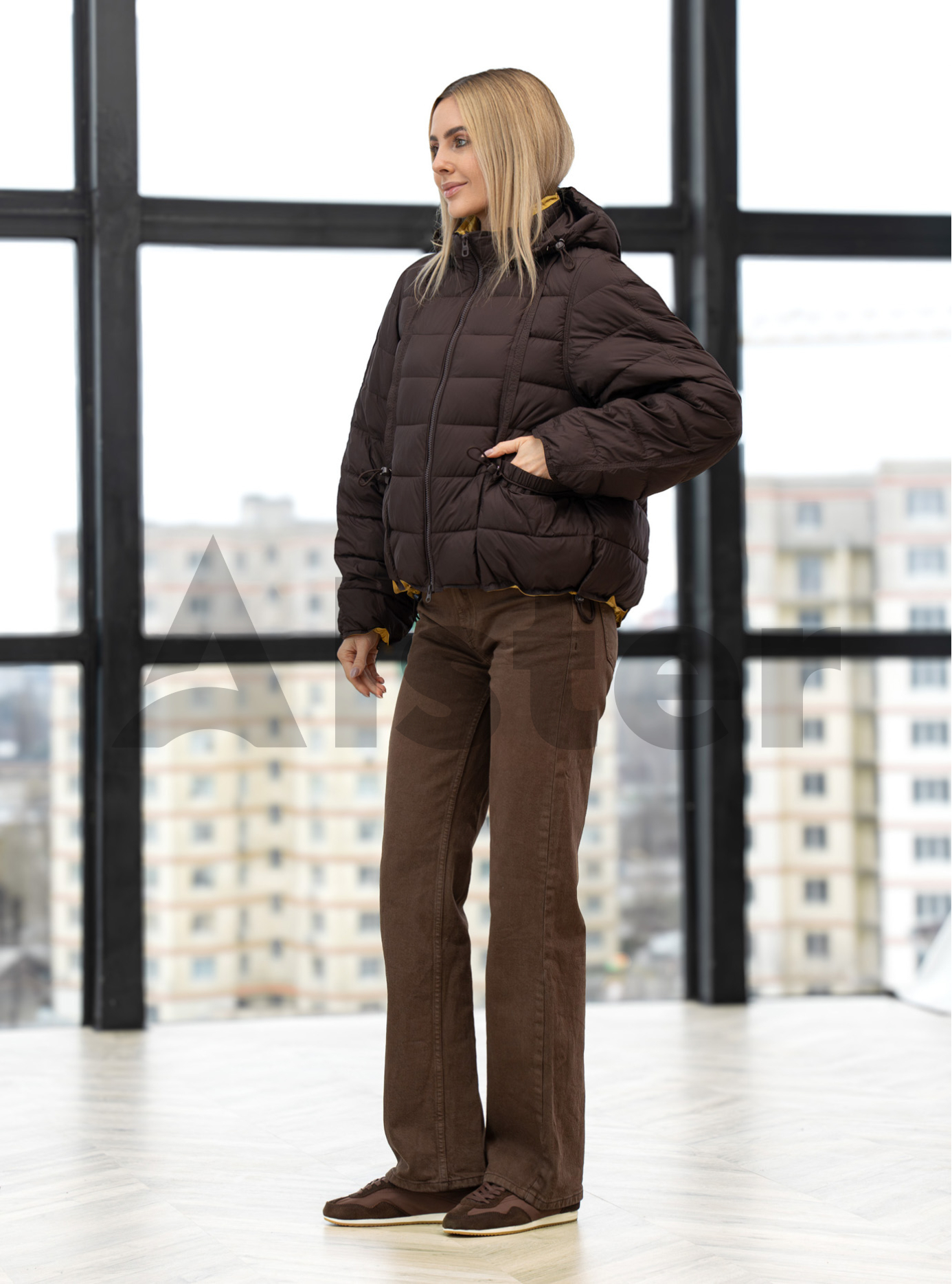 Женская куртка оверсайз Meajiateer 27MJ6608 Шоколадный L (27MJ6608-19): фото - Alster.ua