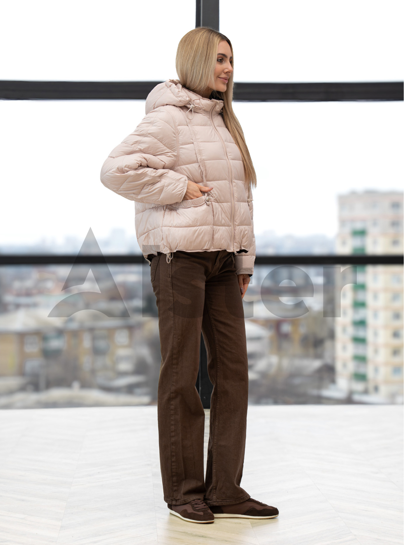 Женская куртка оверсайз Meajiateer 27MJ6608 Пудровый S (27MJ6608-13): фото - Alster.ua