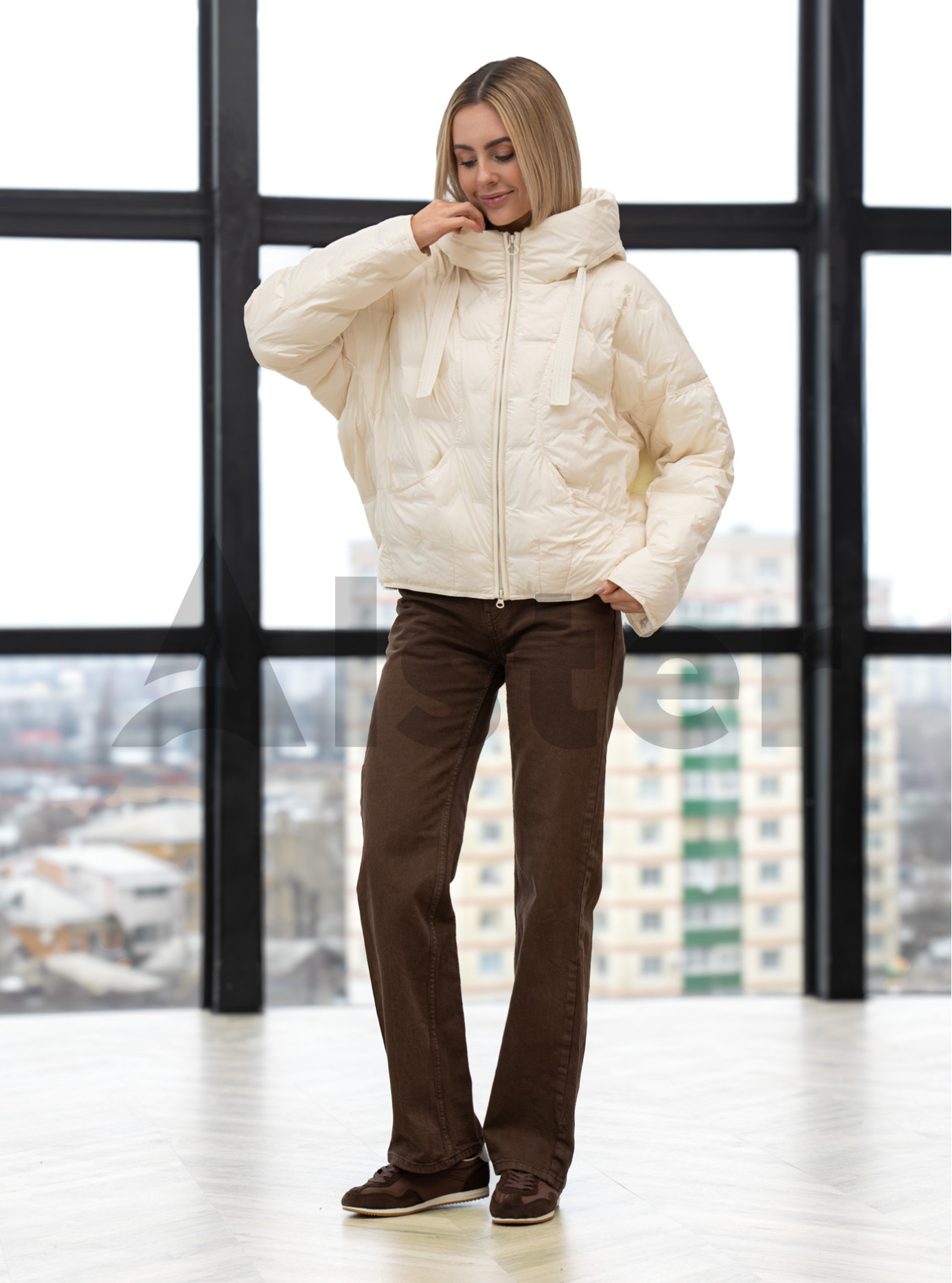 Женская куртка оверсайз Visdeer 27VS26142 Молоко 42 (27VS26142-07): фото - Alster.ua