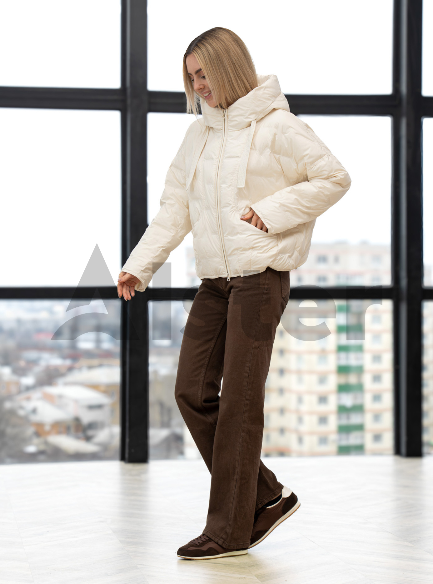 Женская куртка оверсайз Visdeer 27VS26142 Молоко 42 (27VS26142-07): фото - Alster.ua