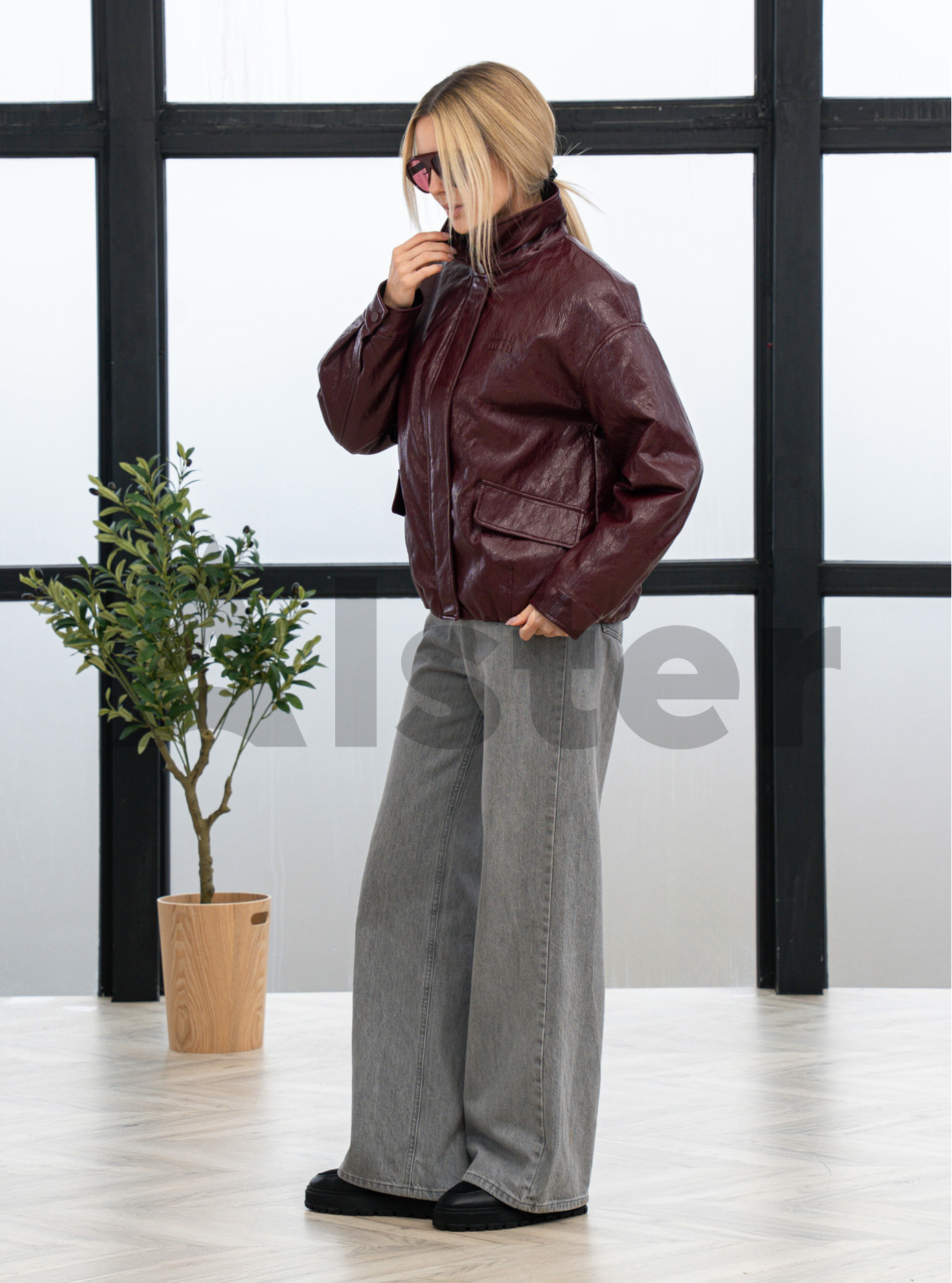 Куртка с эффектом кожи Vivilona 27108 Бордовый M (26VIV27108-10): фото - Alster.ua