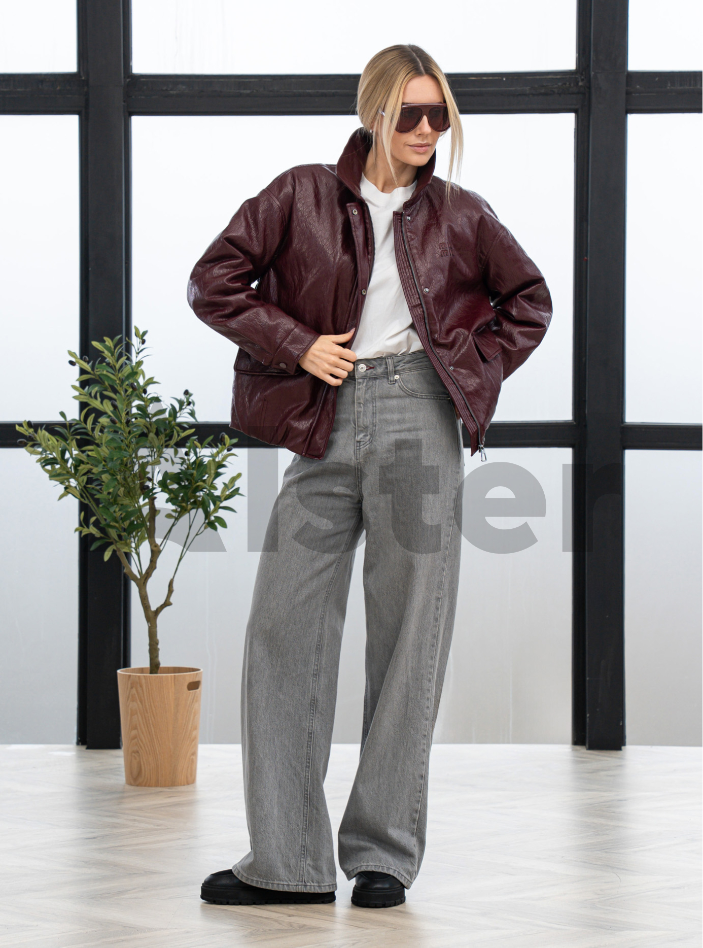 Куртка с эффектом кожи Vivilona 27108 Бордовый M (26VIV27108-10): фото - Alster.ua