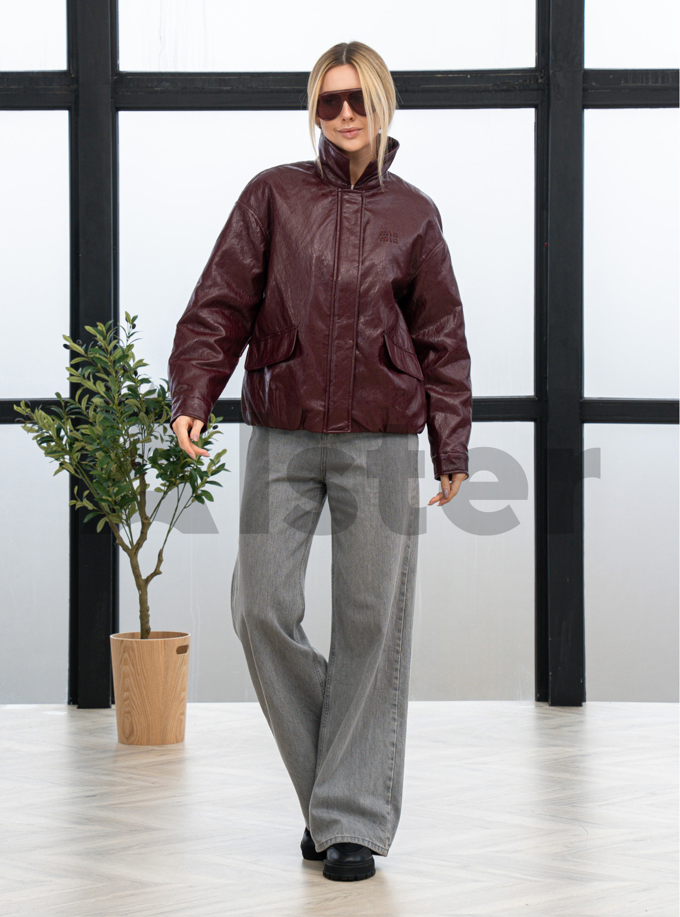 Куртка с эффектом кожи Vivilona 27108 Бордовый M (26VIV27108-10): фото - Alster.ua