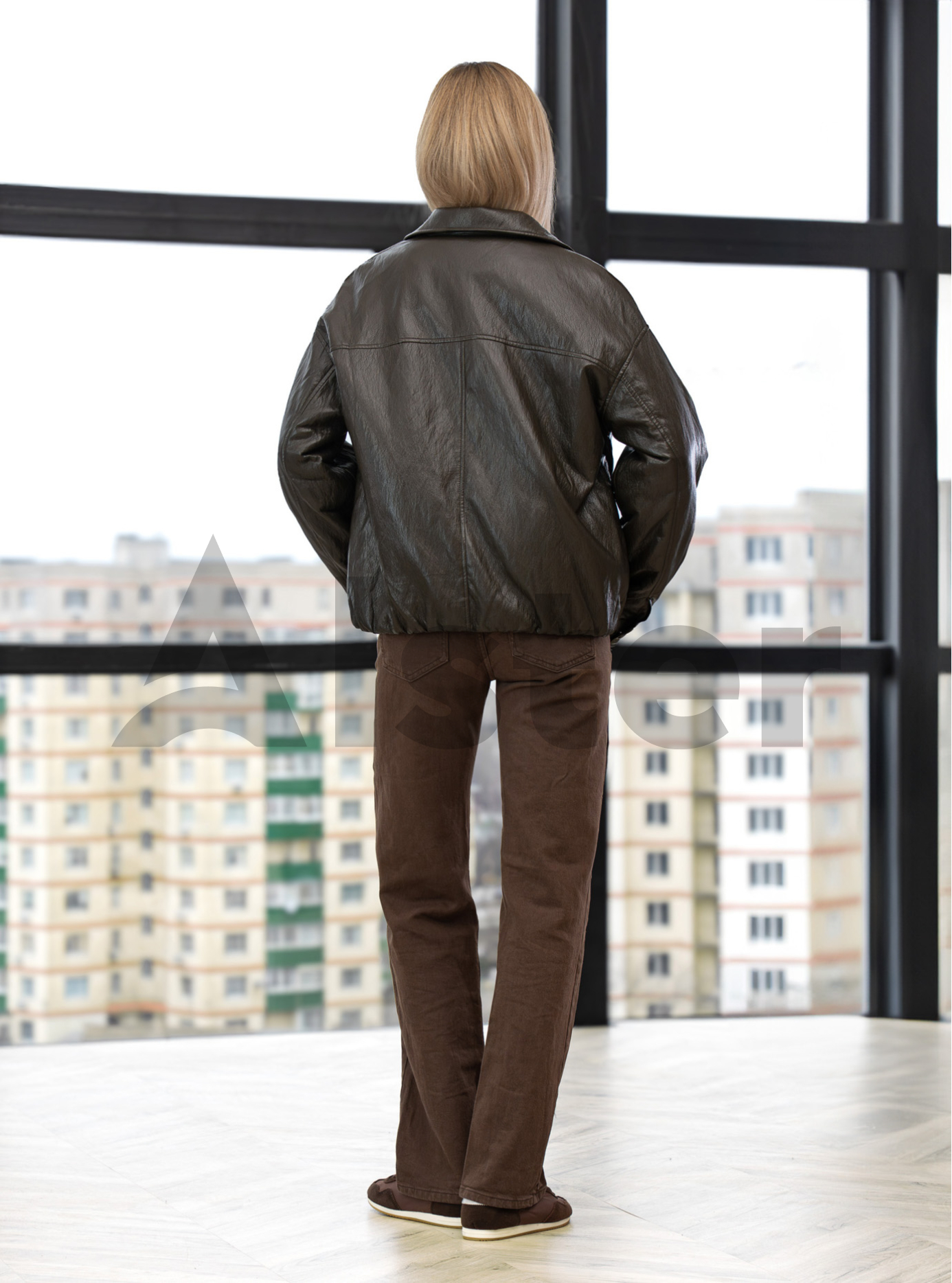 Куртка с эффектом кожи Vivilona 27108 Хаки S (26VIV27108-05): фото - Alster.ua