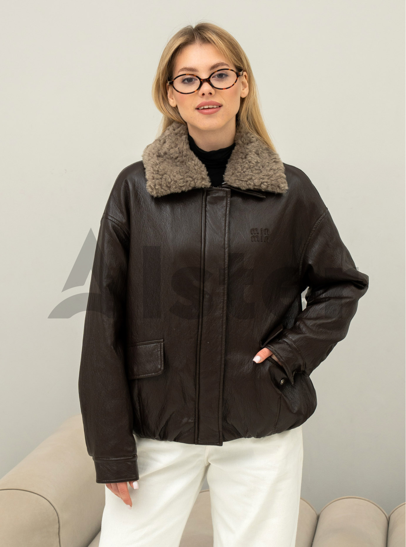 Куртка с эффектом кожи Vivilona 27108 Чёрный L (26VIV27108-03): фото - Alster.ua