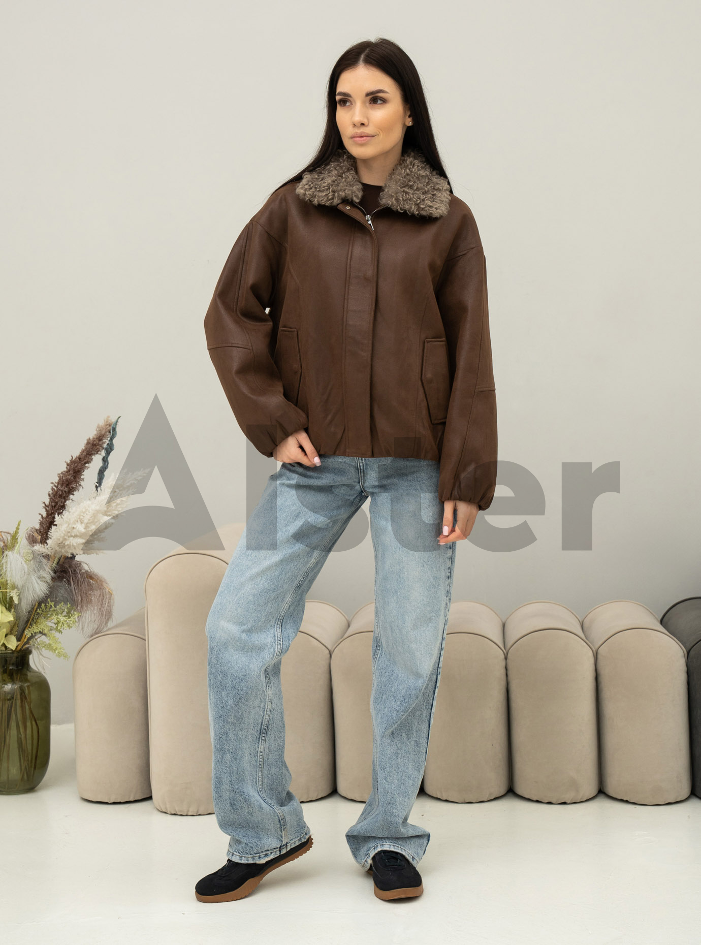 Женская демисезонная дубленка Vivilona 27135 Шоколадный S (26VIV27135-01): фото - Alster.ua