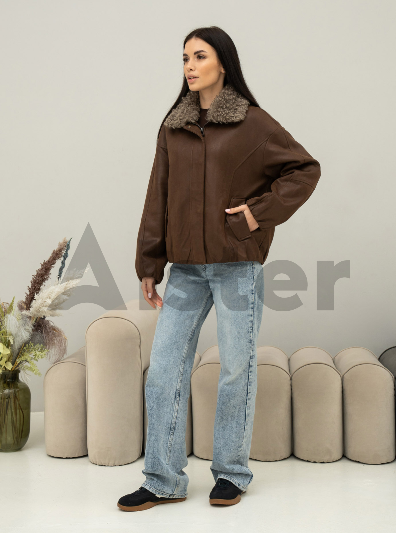 Женская демисезонная дубленка Vivilona 27135 Шоколадный S (26VIV27135-01): фото - Alster.ua