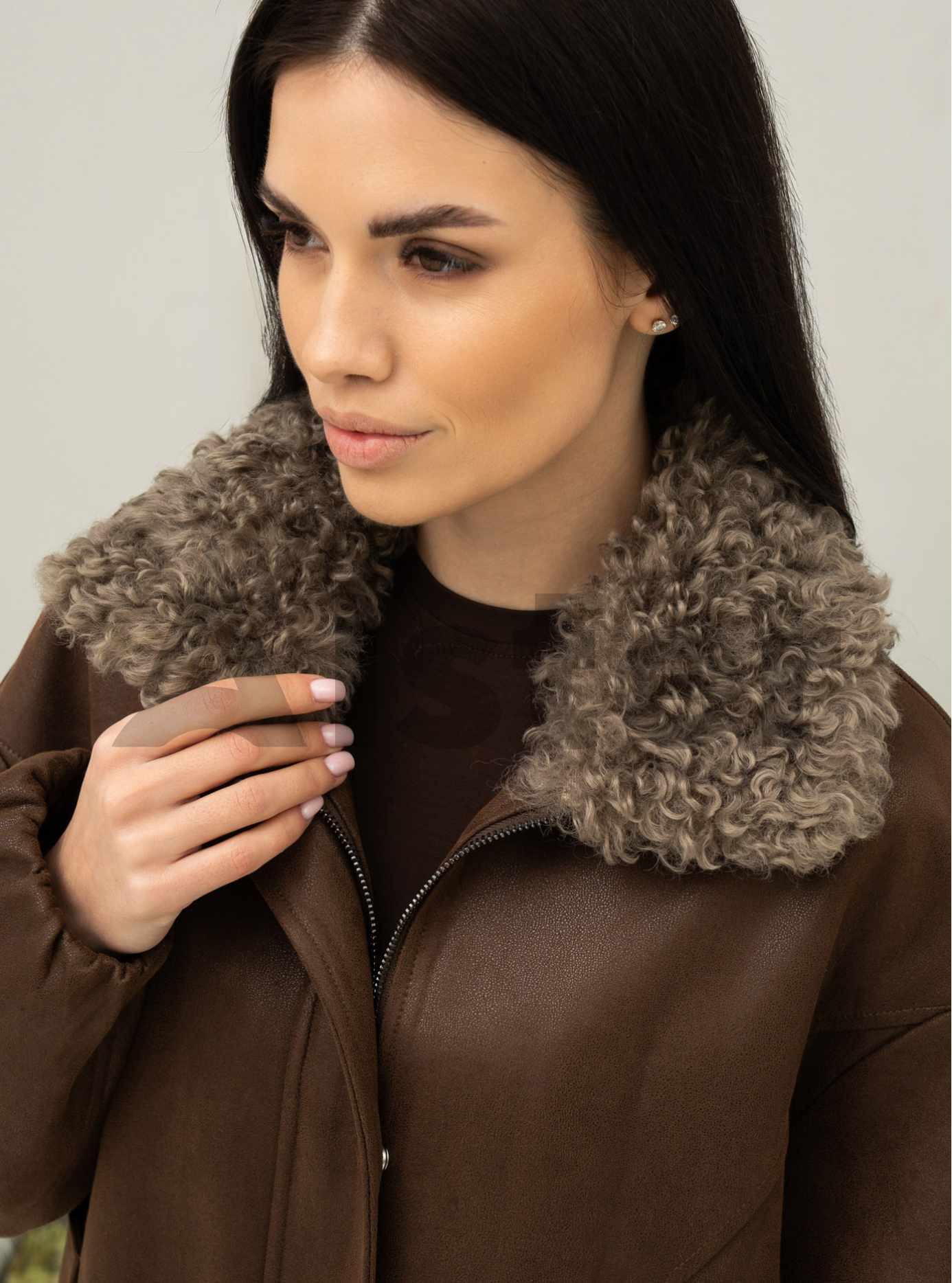 Женская демисезонная дубленка Vivilona 27135 Шоколадный S (26VIV27135-01): фото - Alster.ua