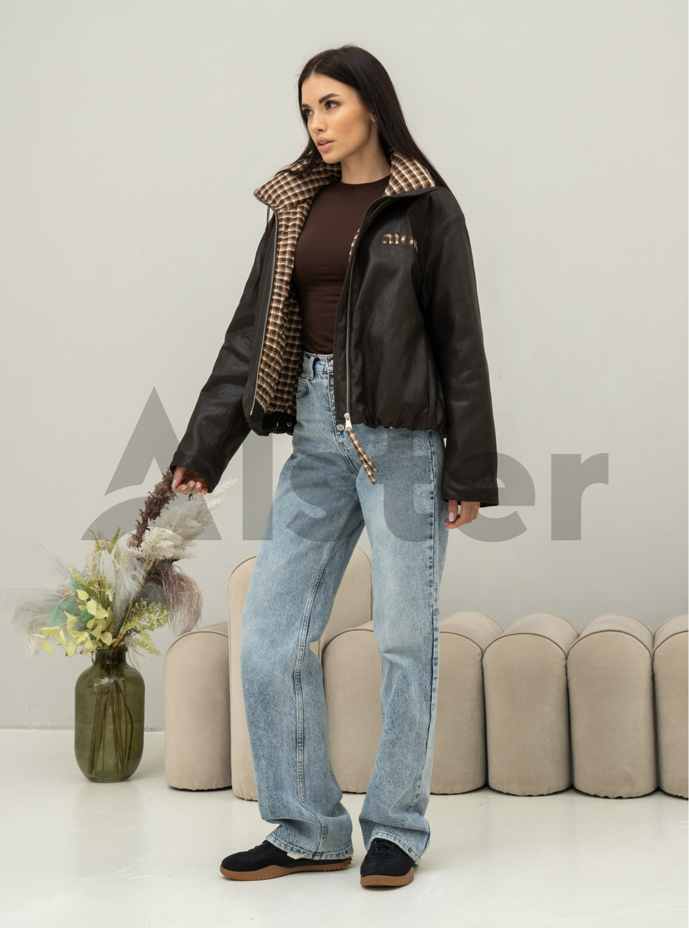 Куртка с эффектом кожи Vivilona 27304 Шоколадный S (26VIV27304-05): фото - Alster.ua