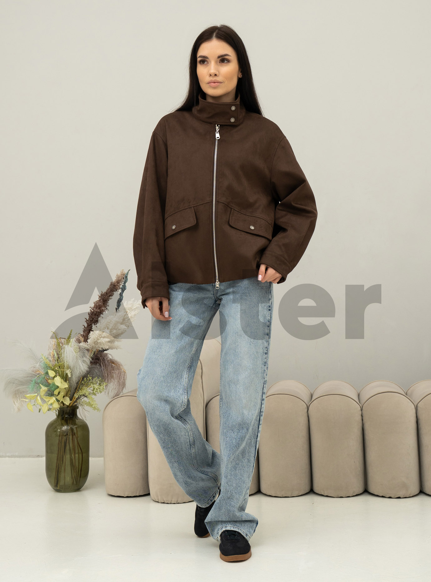 Куртка с эффектом замши Vo-Tarun 27VOT-907 Баклажан M (27VOT-907-08): фото - Alster.ua