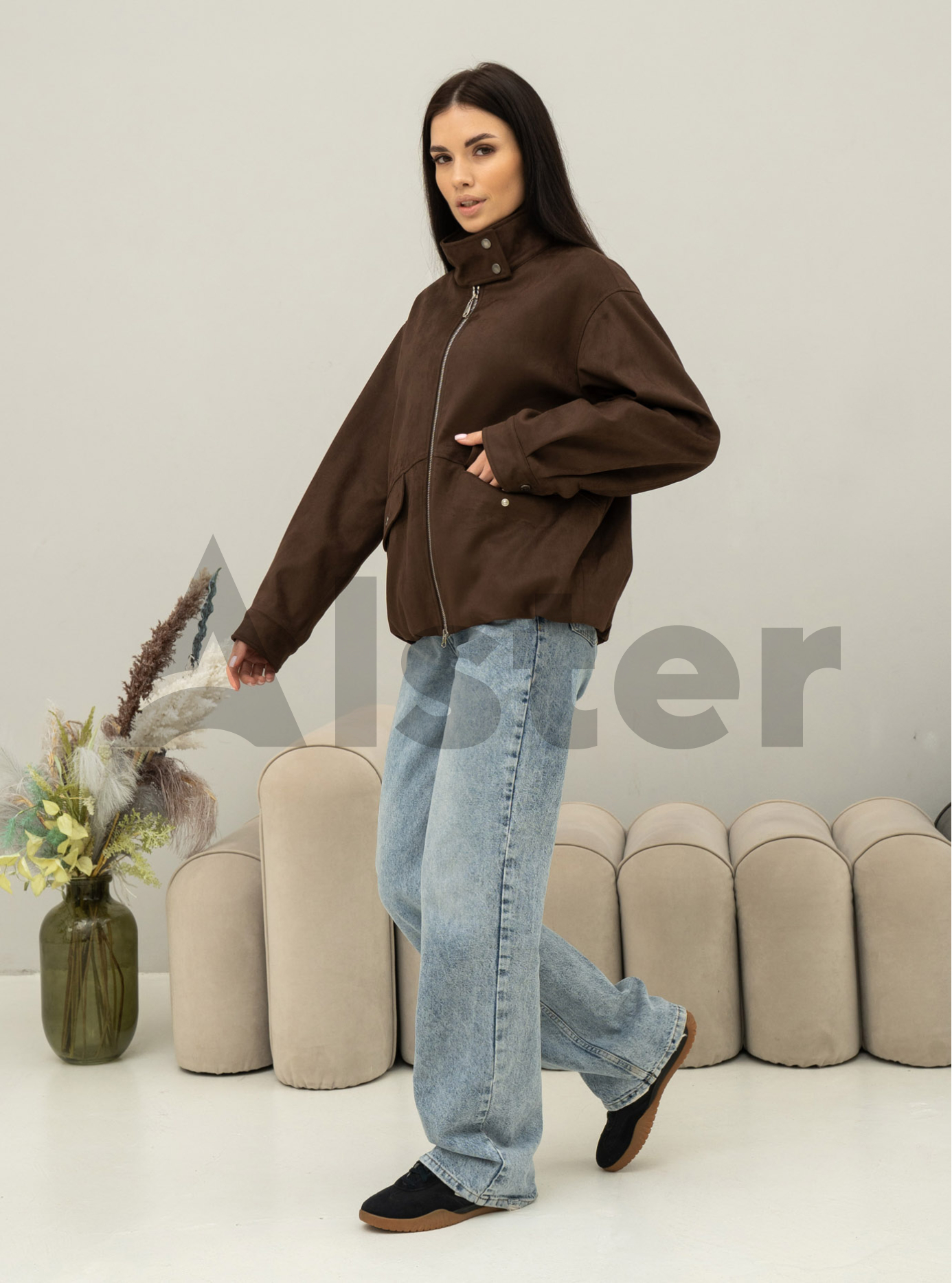 Куртка с эффектом замши Vo-Tarun 27VOT-907 Шоколадный S (27VOT-907-04): фото - Alster.ua