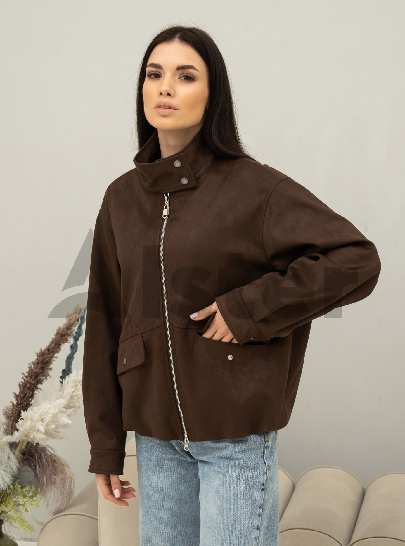 Куртка с эффектом замши Vo-Tarun 27VOT-907 Шоколадный S (27VOT-907-04): фото - Alster.ua