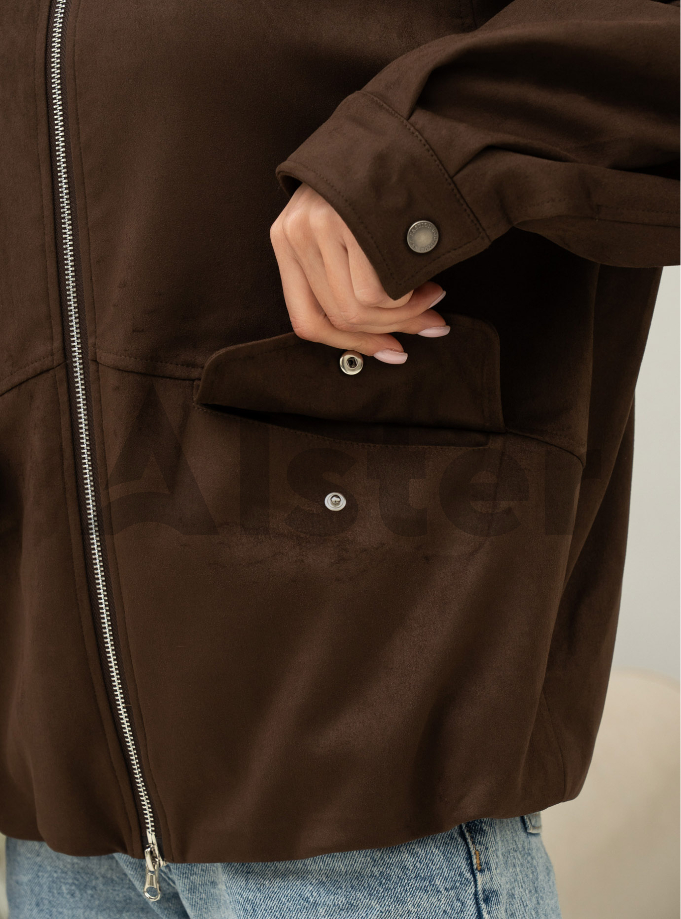 Куртка с эффектом замши Vo-Tarun 27VOT-907 Шоколадный S (27VOT-907-04): фото - Alster.ua