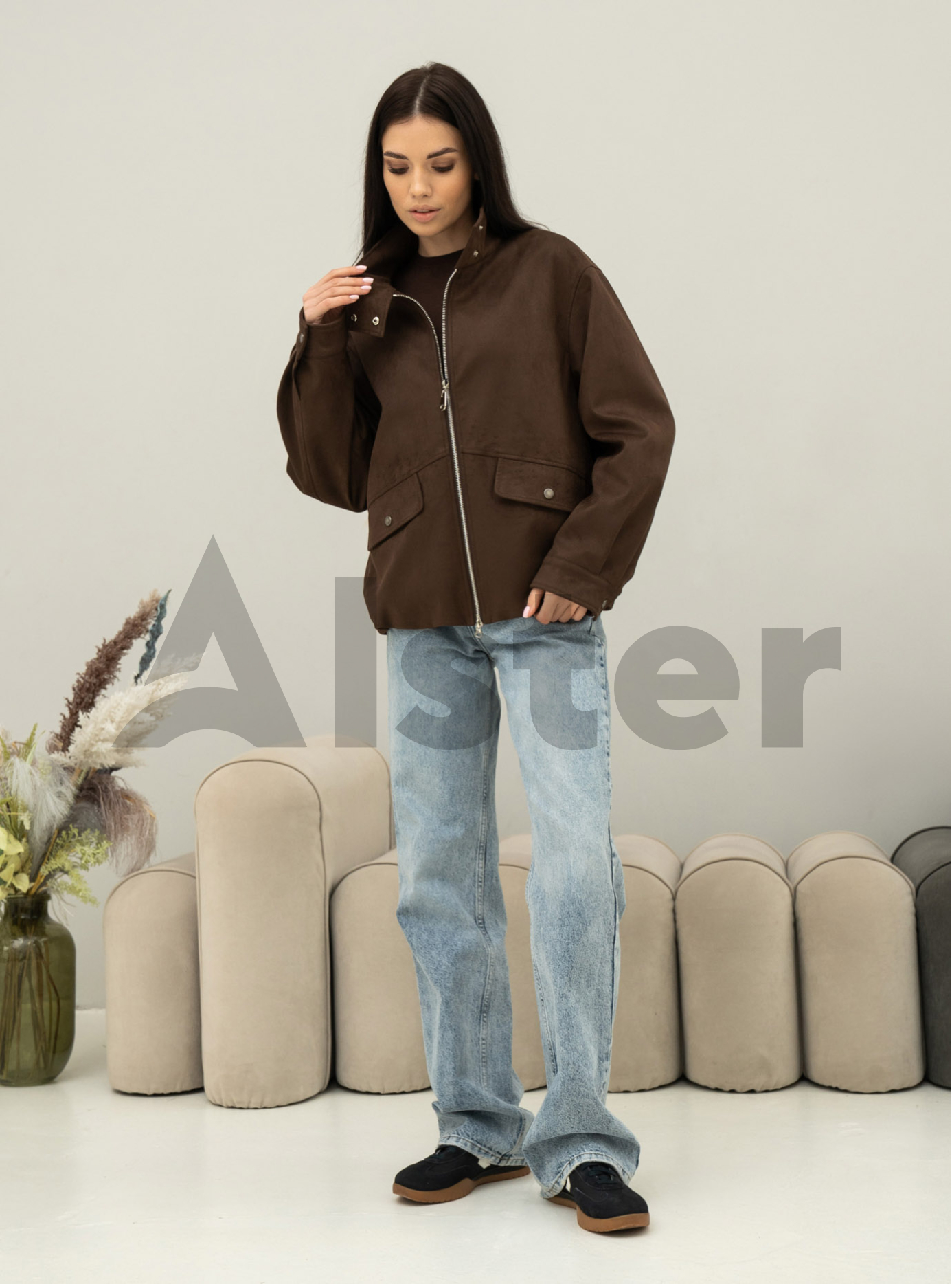 Куртка с эффектом замши Vo-Tarun 27VOT-907 Шоколадный S (27VOT-907-04): фото - Alster.ua