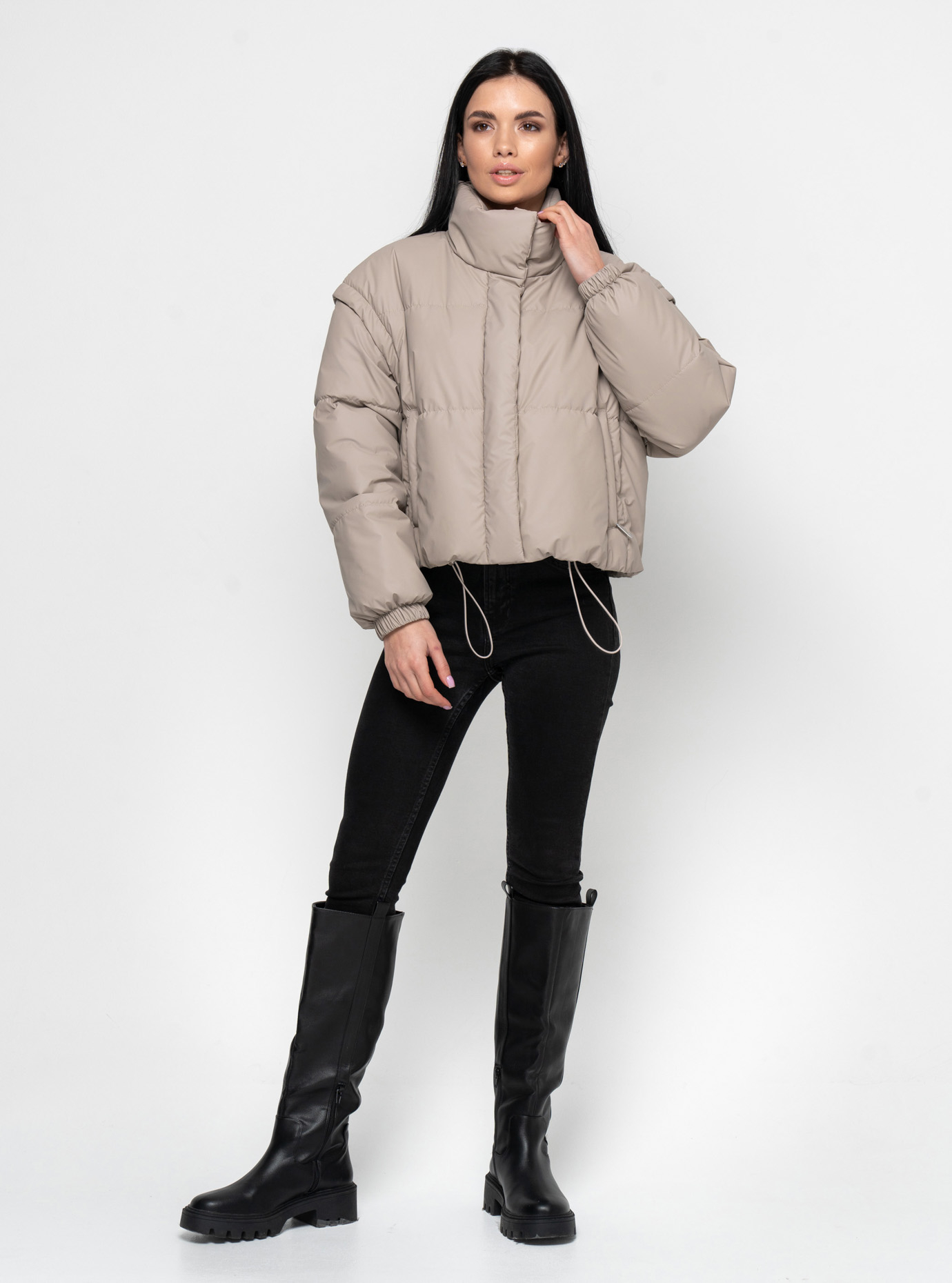 Короткая женская куртка-жилет 591 весна/осень Серо-коричневый 46 (KTL591(5)-16): фото - Alster.ua