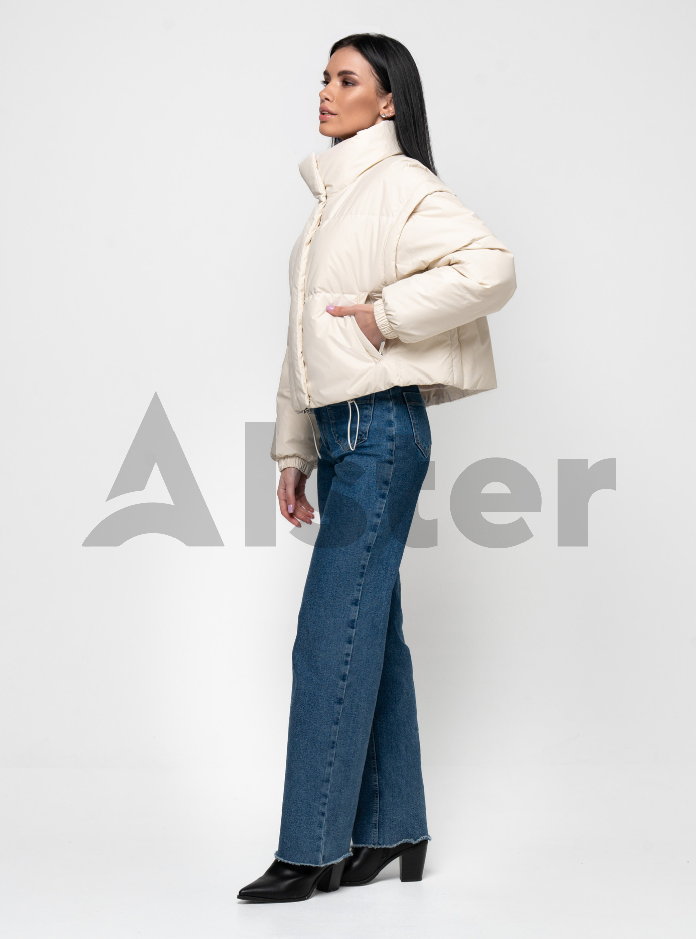 Короткая женская куртка-жилет 591 весна/осень Молочный 46 (KTL591(5)-04): фото - Alster.ua