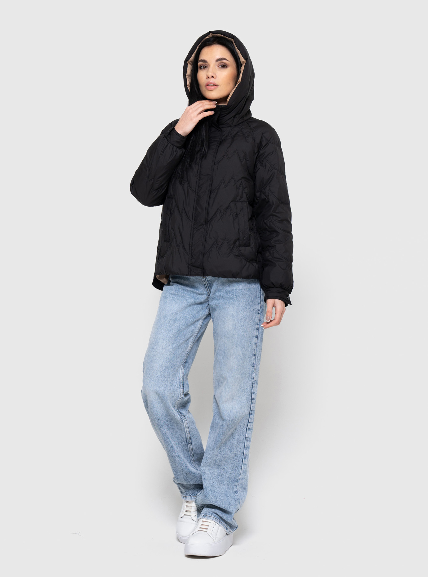 Короткая демисезонная женская куртка Vivilona 2618 Чёрный XL (V2618-08): фото - Alster.ua