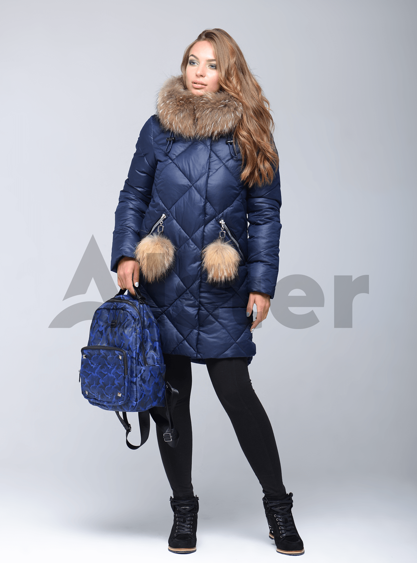 Зимняя куртка женская ромбовидная стёжка Тёмно-синий XL (05-CH19022): фото - Alster.ua