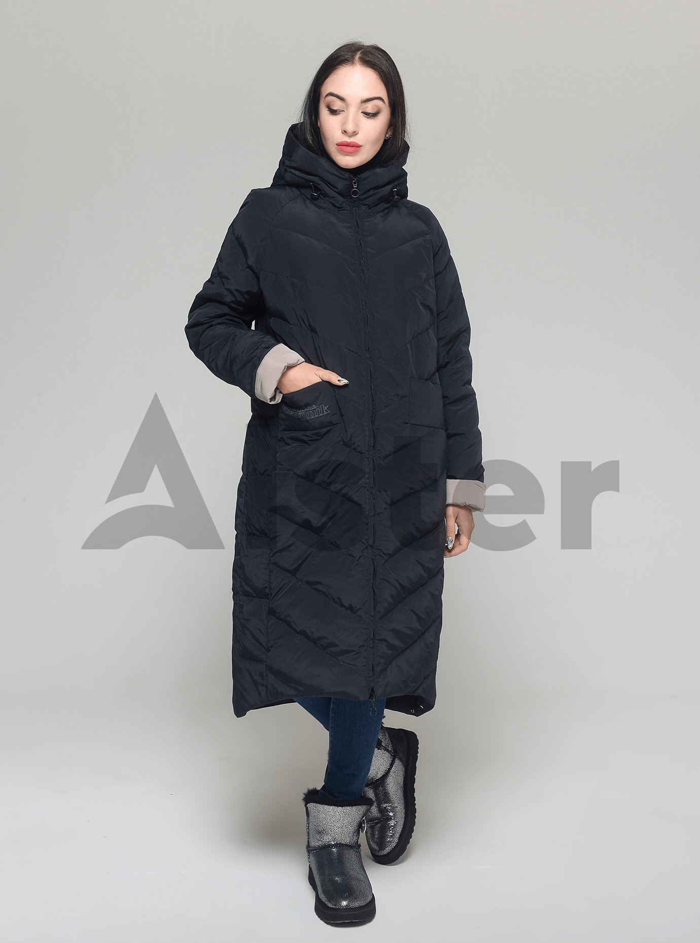 Пуховик зимний длинный Чёрный 2XL (04-CC19117): фото - Alster.ua