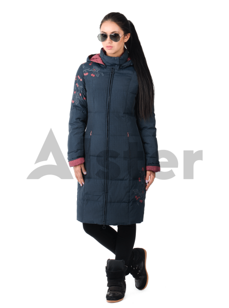 Пуховик зимний длинный с рисунком