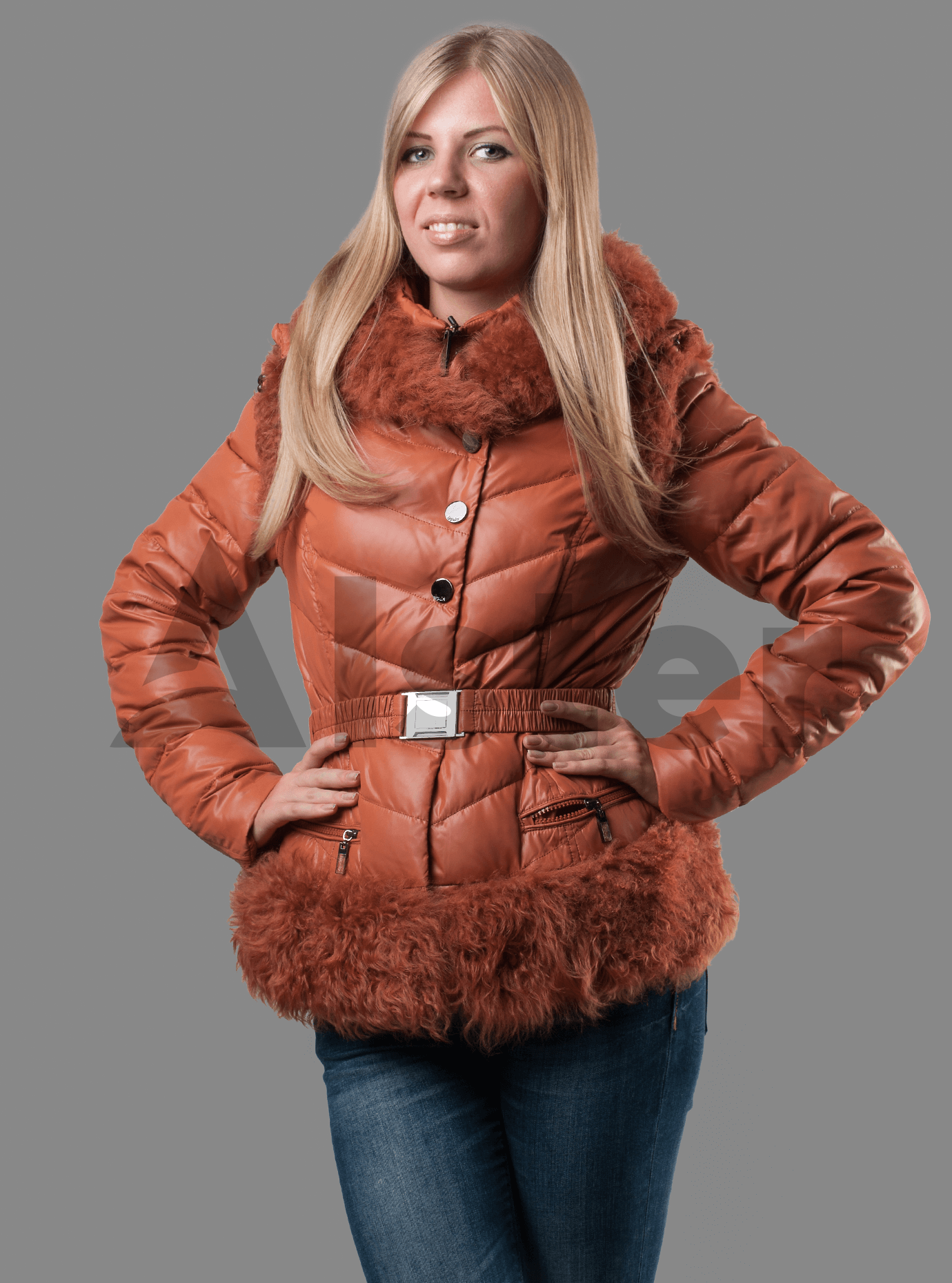 Женский зимний пуховик с мехом Хаки 58 (02-MT19395): фото - Alster.ua Женский зимний пуховик с мехом Хаки 58 (02-MT19395): фото - Alster.ua