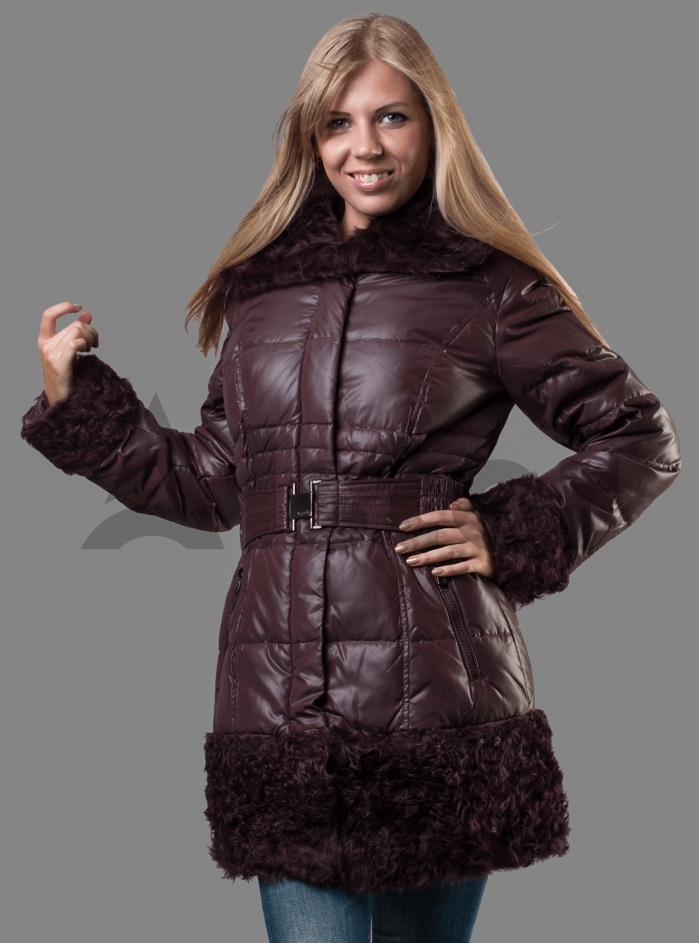 Женский зимний пуховик с мехом Хаки 58 (02-MT19396): фото - Alster.ua