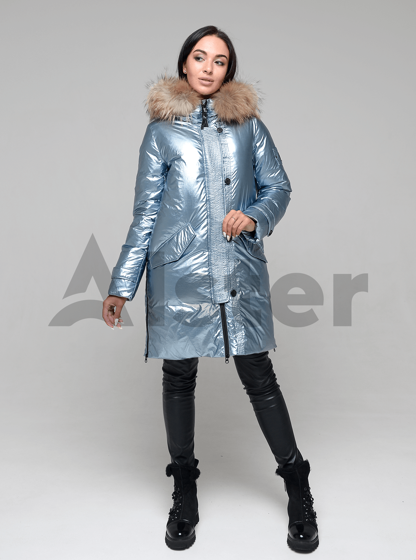 Пуховик женский металлик с мехом Голубой S (02-MS19018): фото - Alster.ua Пуховик женский металлик с мехом Голубой S (02-MS19018): фото - Alster.ua