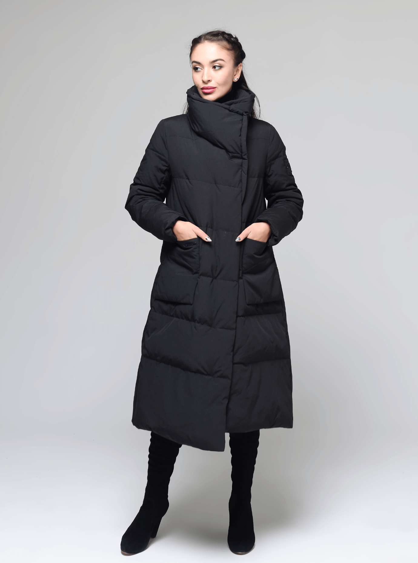 Пуховик женский зимний горизонтальная стёжка Чёрный S (02-MS19031): фото - Alster.ua Пуховик женский зимний горизонтальная стёжка Чёрный S (02-MS19031): фото - Alster.ua